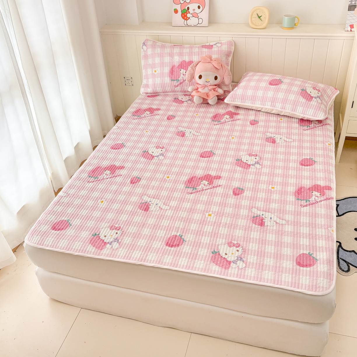 91家纺网 家纺一手货源 找家纺 孩子王家纺 2026新款Sanrio三丽鸥正版授权全棉纯棉夹棉多功能床垫-床盖（含防伪码） 奶芙美乐蒂