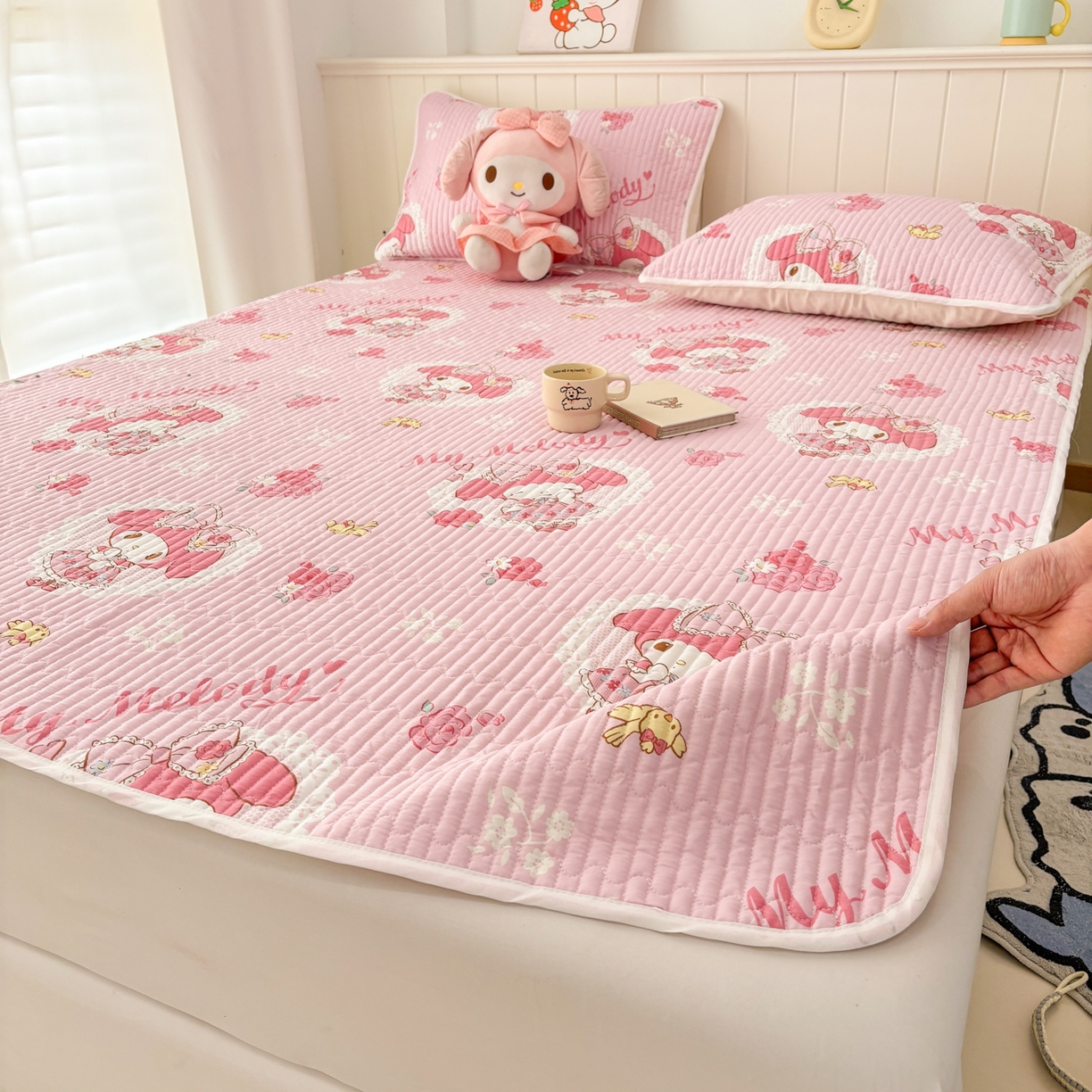 孩子王家纺 2026新款Sanrio三丽鸥正版授权全棉纯棉夹棉多功能床垫-床盖（含防伪码） 晚安美乐蒂
