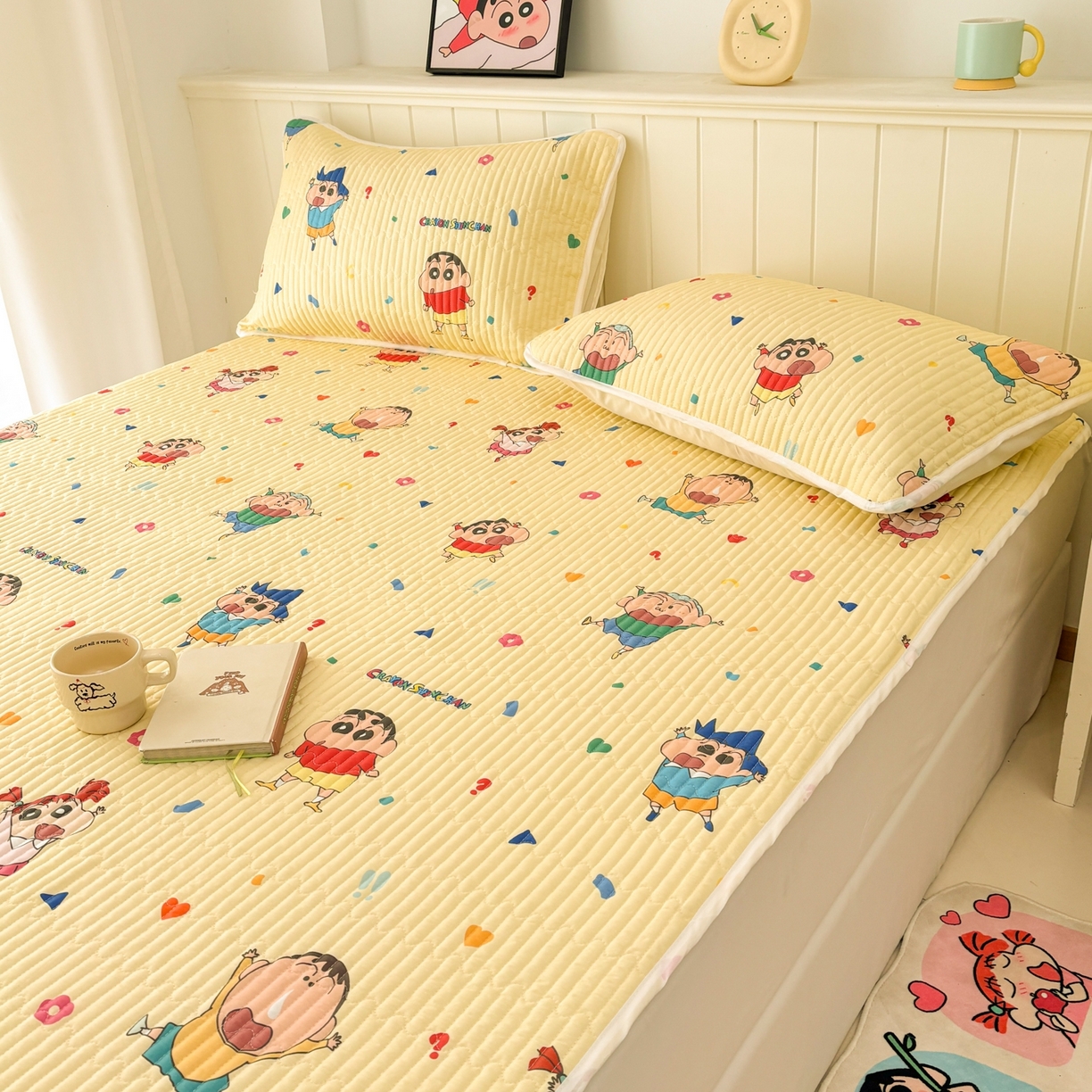 91家纺网 家纺一手货源 找家纺 孩子王家纺 2026新款Sanrio三丽鸥正版授权全棉纯棉夹棉多功能床垫-床盖（含防伪码） 春日部家族