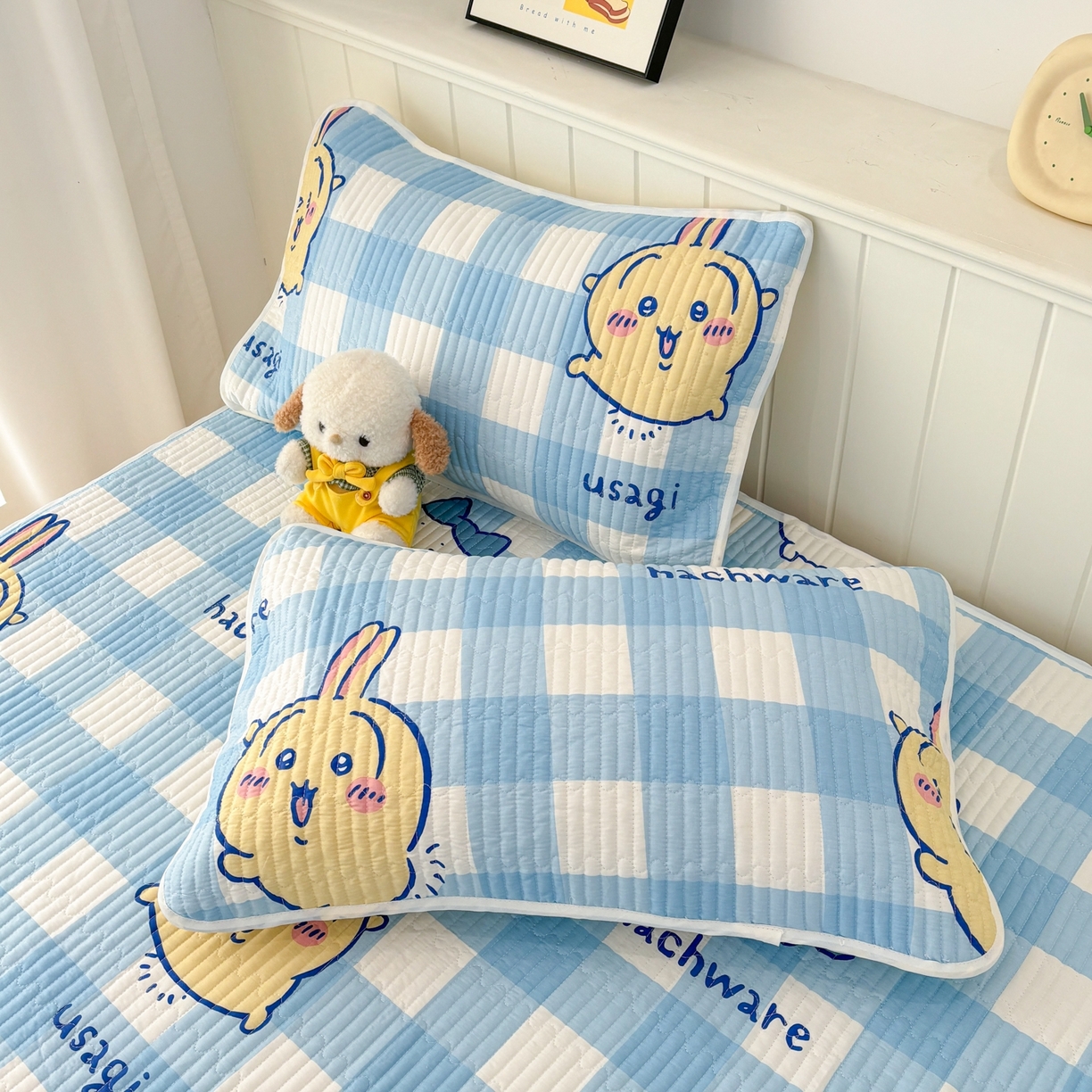 91家纺网 家纺一手货源 找家纺 孩子王家纺 2026新款Sanrio三丽鸥正版授权全棉纯棉夹棉多功能床垫-床盖（含防伪码） 蓝格乌萨奇