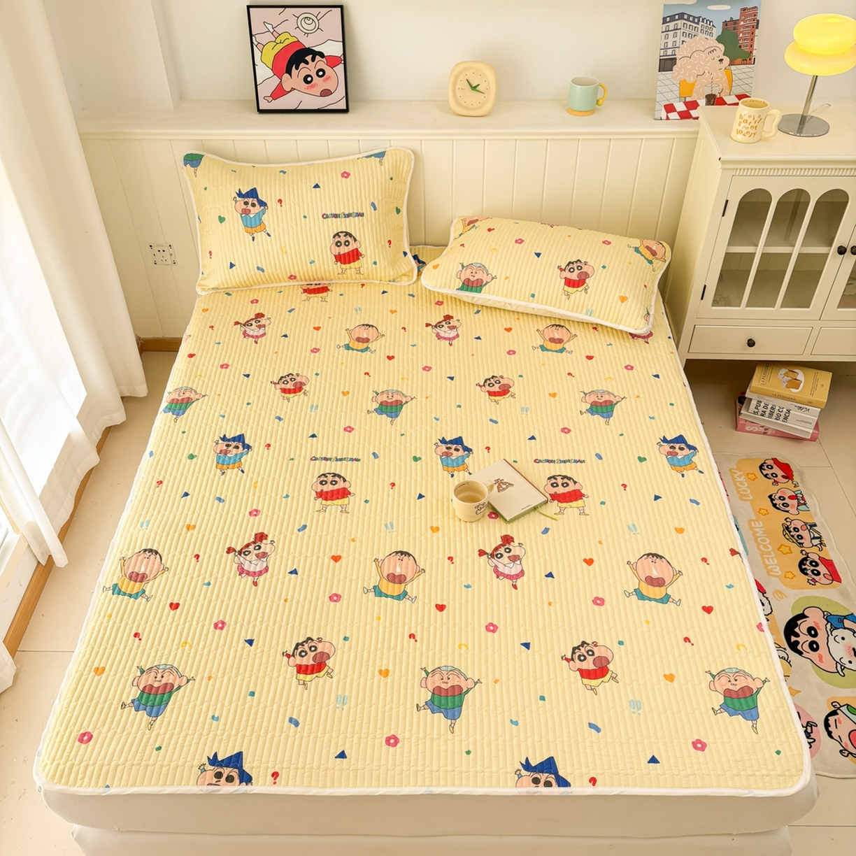 91家纺网 家纺一手货源 找家纺 孩子王家纺 2026新款Sanrio三丽鸥正版授权全棉纯棉夹棉多功能床垫-床盖（含防伪码） 春日部家族