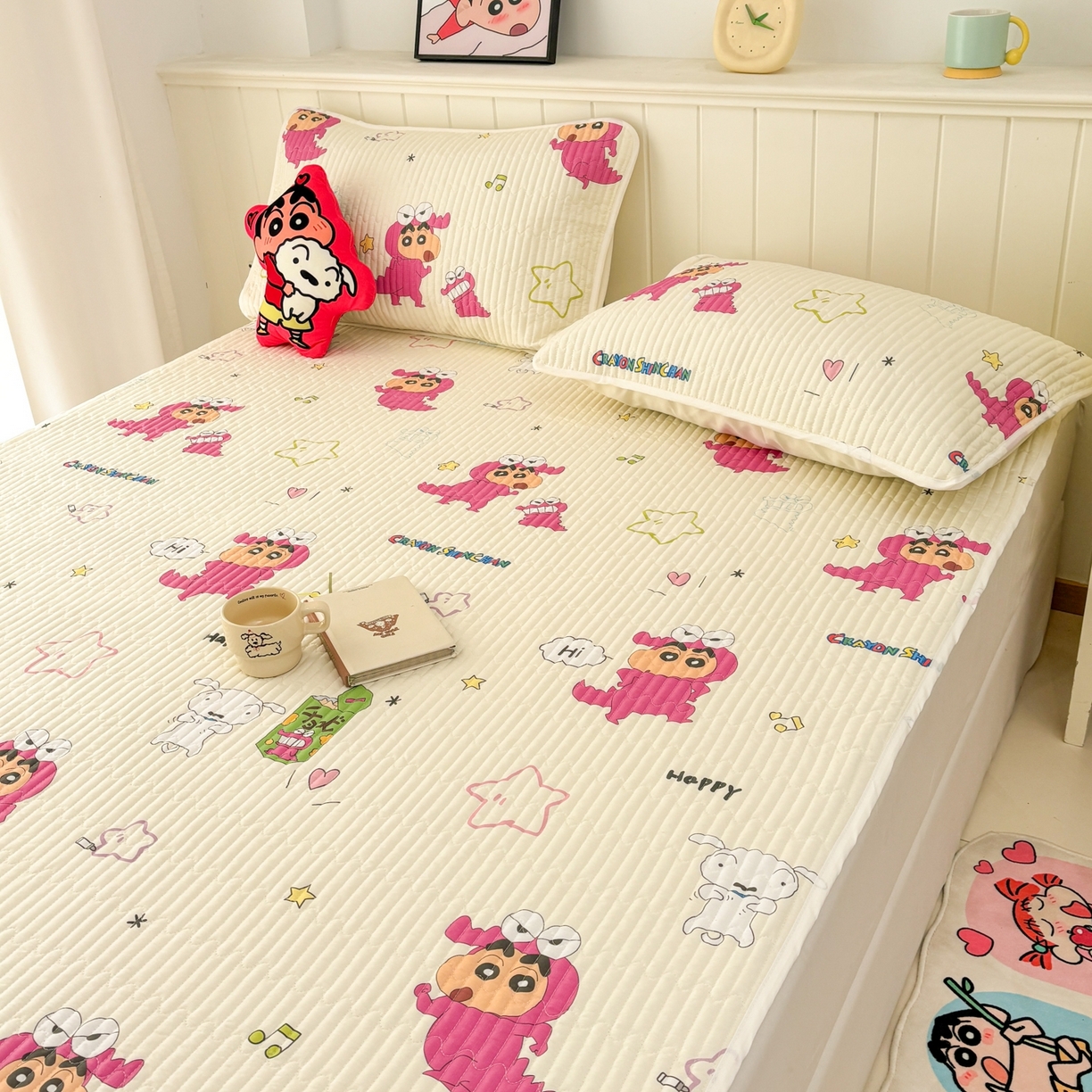 91家纺网 家纺一手货源 找家纺 孩子王家纺 2026新款Sanrio三丽鸥正版授权全棉纯棉夹棉多功能床垫-床盖（含防伪码） 童趣小新