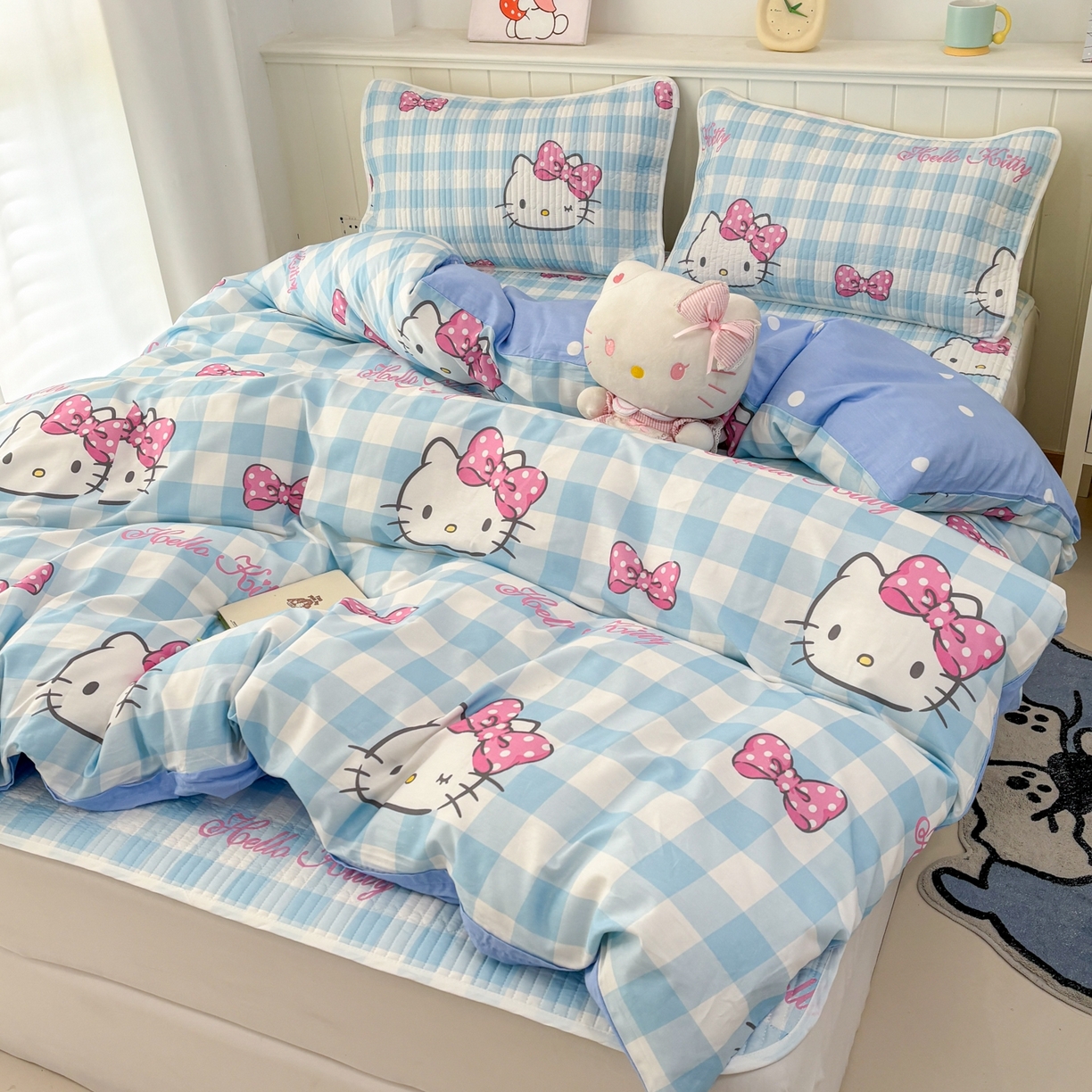 91家纺网 家纺一手货源 找家纺 孩子王家纺 2026新款Sanrio三丽鸥正版授权全棉纯棉夹棉多功能床垫-床盖（含防伪码） 甜美kt