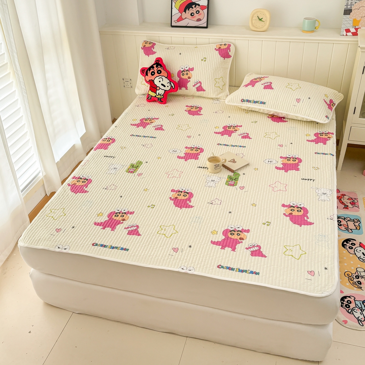 91家纺网 家纺一手货源 找家纺 孩子王家纺 2026新款Sanrio三丽鸥正版授权全棉纯棉夹棉多功能床垫-床盖（含防伪码） 童趣小新