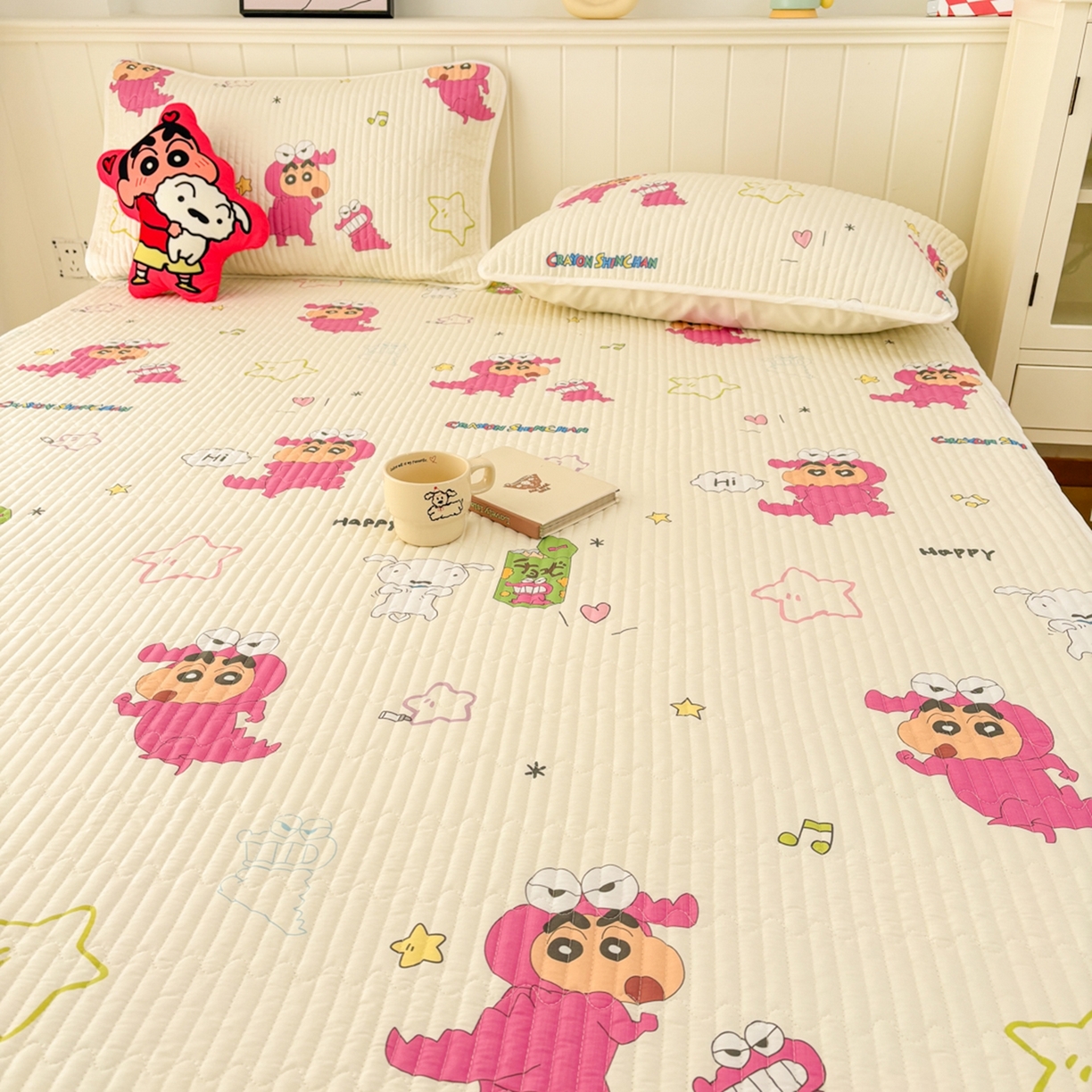 91家纺网 家纺一手货源 找家纺 孩子王家纺 2026新款Sanrio三丽鸥正版授权全棉纯棉夹棉多功能床垫-床盖（含防伪码） 童趣小新