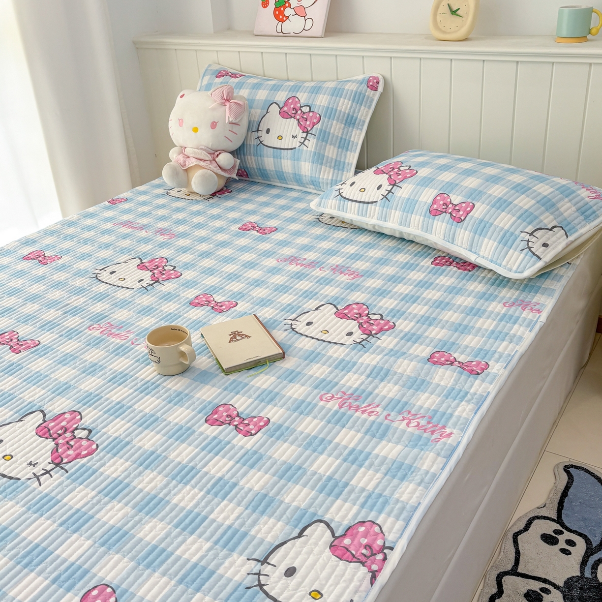 91家纺网 家纺一手货源 找家纺 孩子王家纺 2026新款Sanrio三丽鸥正版授权全棉纯棉夹棉多功能床垫-床盖（含防伪码） 甜美kt