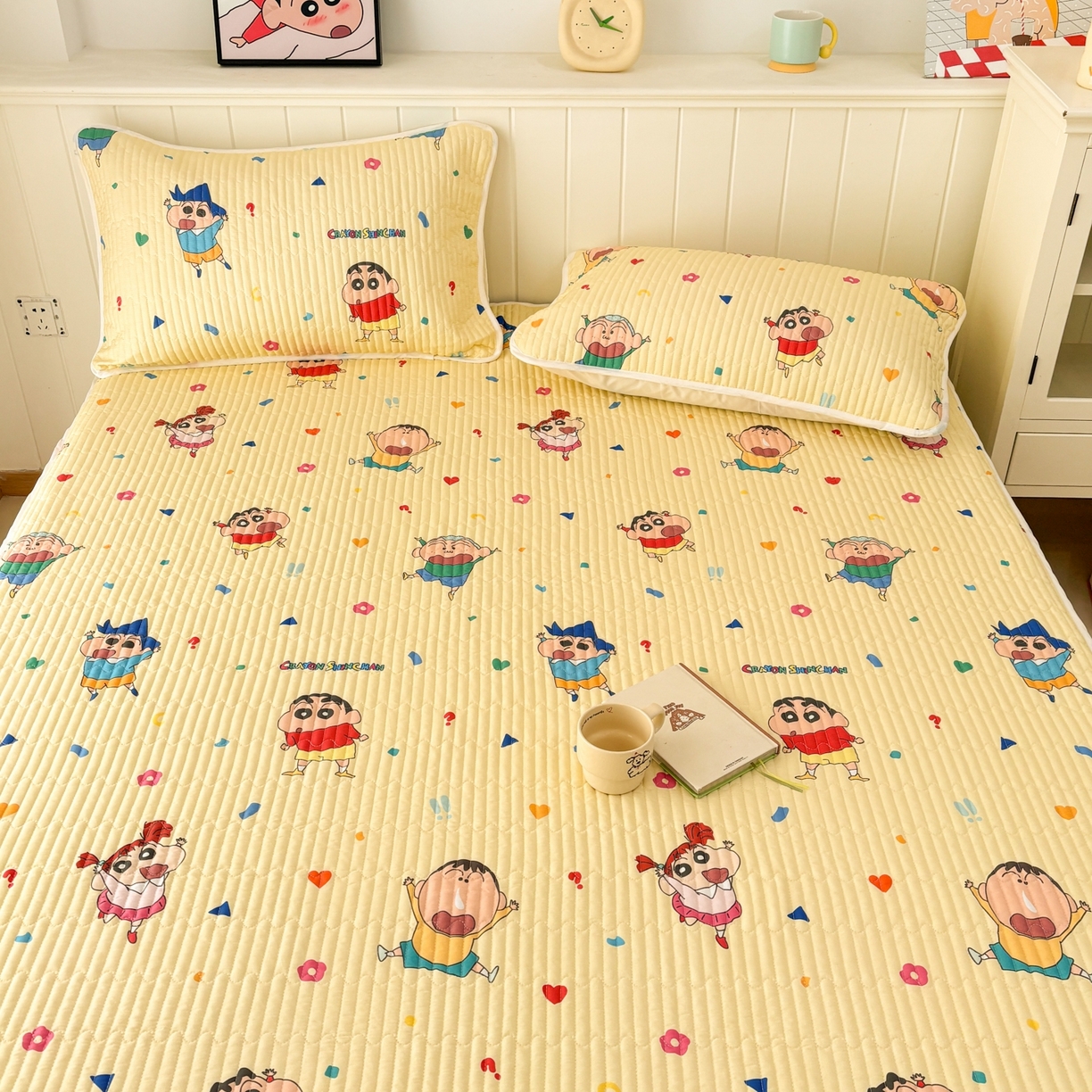 91家纺网 家纺一手货源 找家纺 孩子王家纺 2026新款Sanrio三丽鸥正版授权全棉纯棉夹棉多功能床垫-床盖（含防伪码） 春日部家族