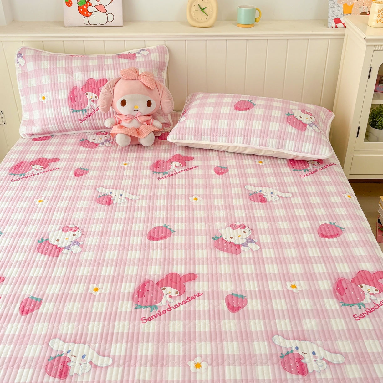 91家纺网 家纺一手货源 找家纺 孩子王家纺 2026新款Sanrio三丽鸥正版授权全棉纯棉夹棉多功能床垫-床盖（含防伪码） 奶芙美乐蒂
