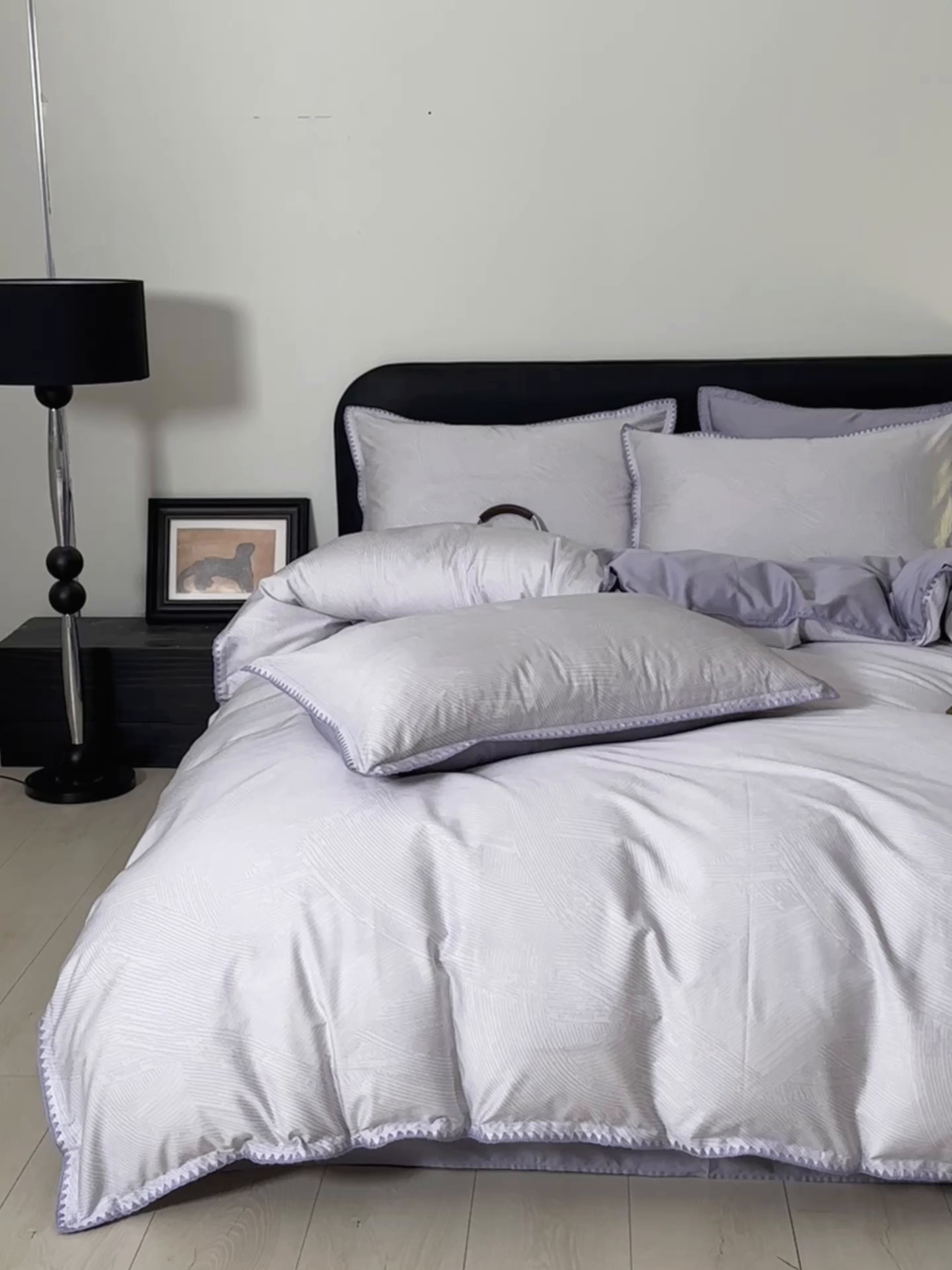 91家纺网 家纺一手货源 找家纺 置顶家纺 2026新款数码印花三角针贝壳边四件套-沐橙 沐橙-香芋紫