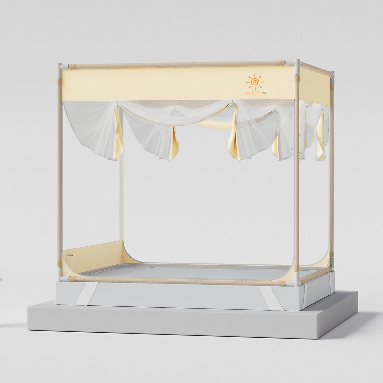 91家纺网 家纺一手货源 找家纺 （总）初心家纺 2026新款坐床外穿杆全底防摔蚊帐