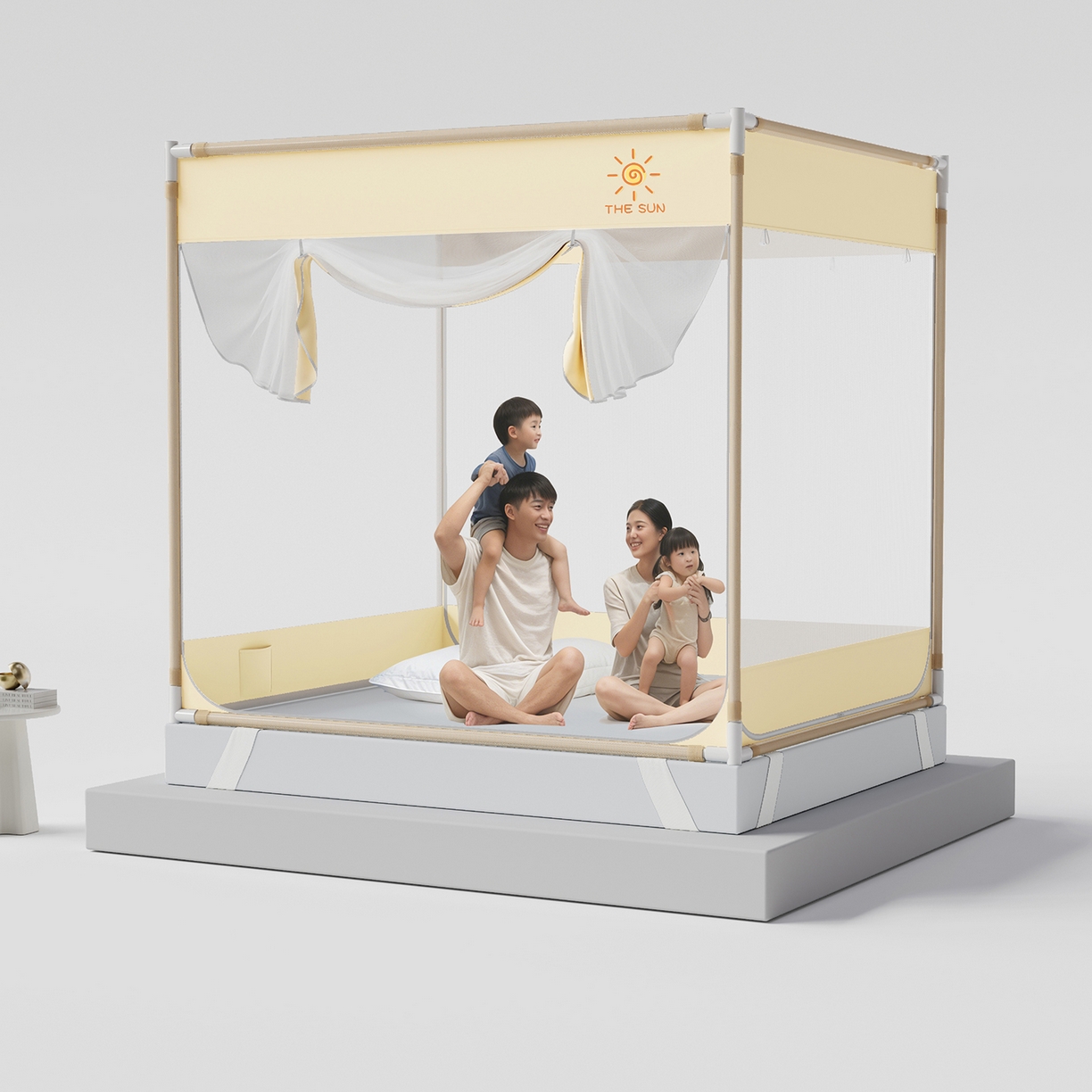 91家纺网 家纺一手货源 找家纺 （总）初心家纺 2026新款坐床外穿杆全底防摔蚊帐