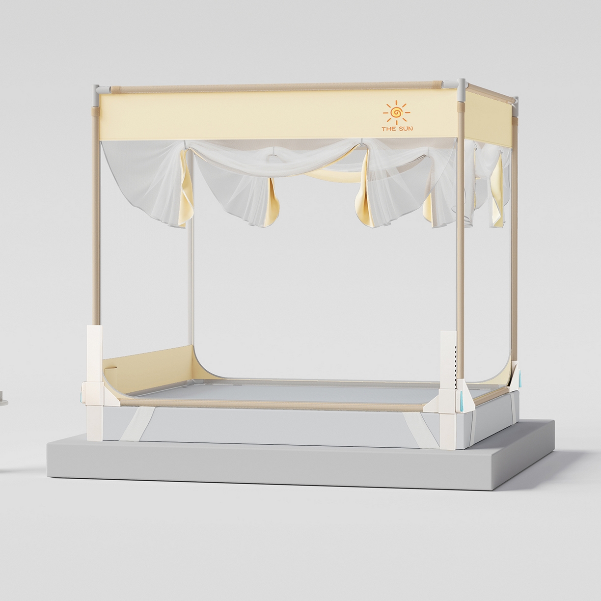 91家纺网 家纺一手货源 找家纺 （总）初心家纺 2026新款坐床外穿杆全底防摔蚊帐