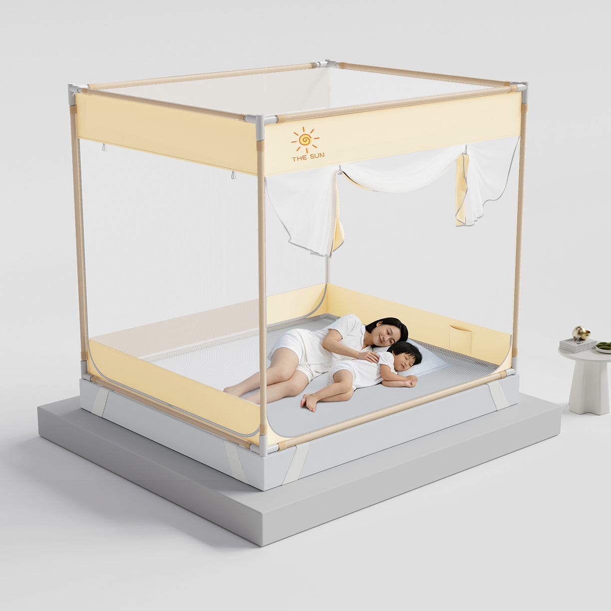 91家纺网 家纺一手货源 找家纺 （总）初心家纺 2026新款坐床外穿杆全底防摔蚊帐