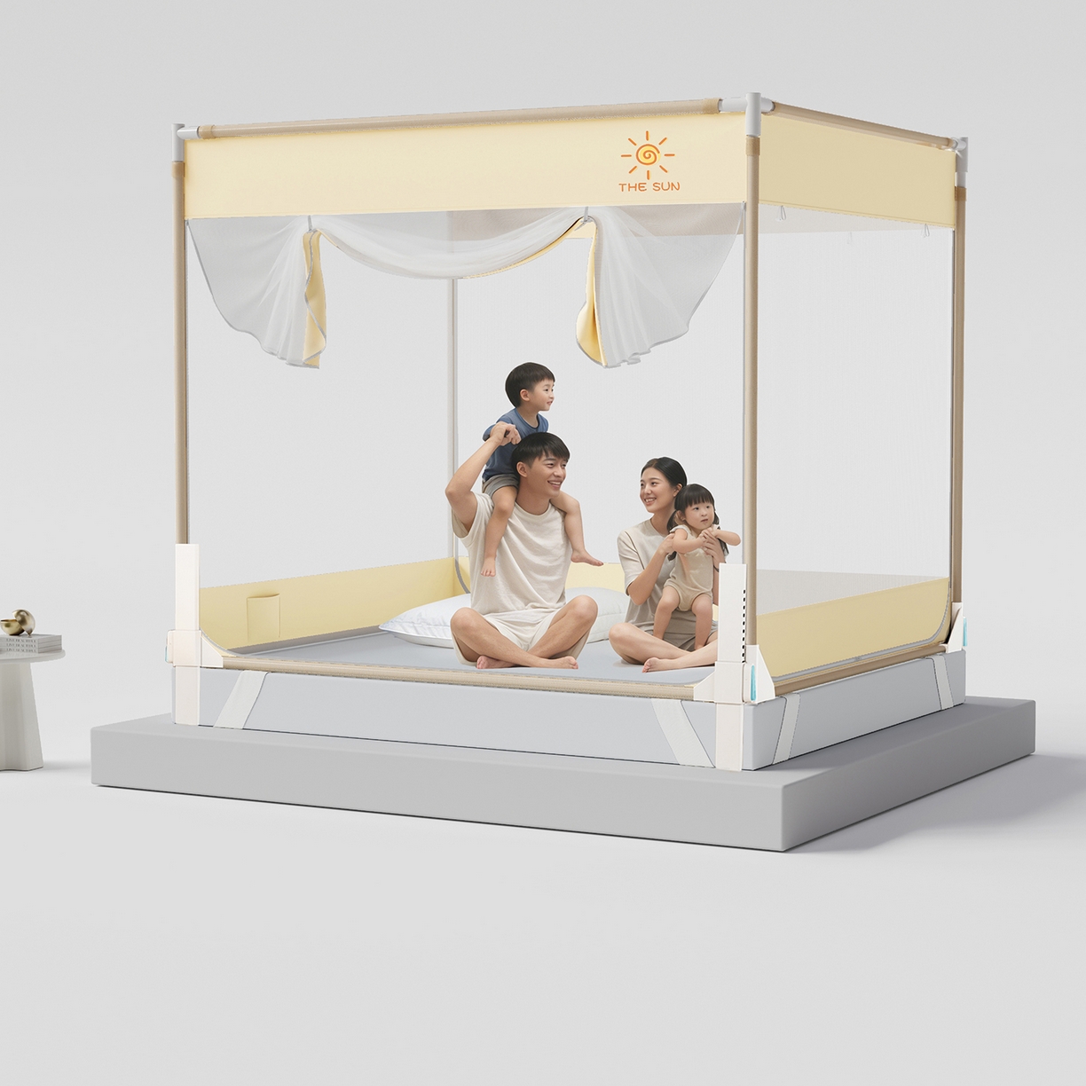 91家纺网 家纺一手货源 找家纺 （总）初心家纺 2026新款坐床外穿杆全底防摔蚊帐