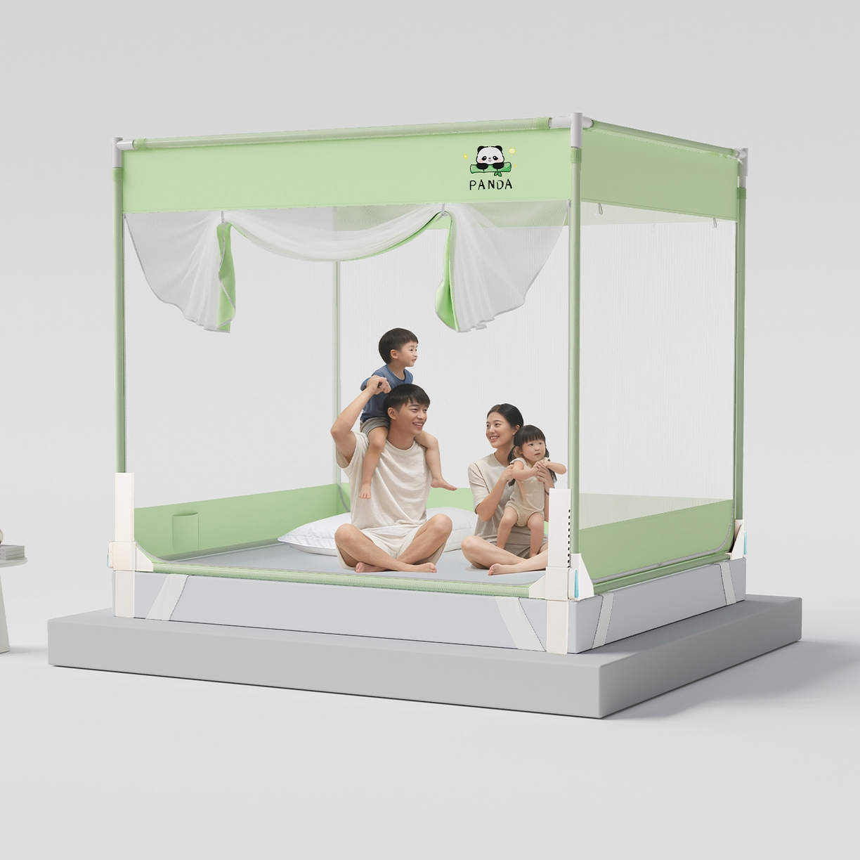 91家纺网 家纺一手货源 找家纺 （总）初心家纺 2026新款坐床外穿杆全底防摔蚊帐