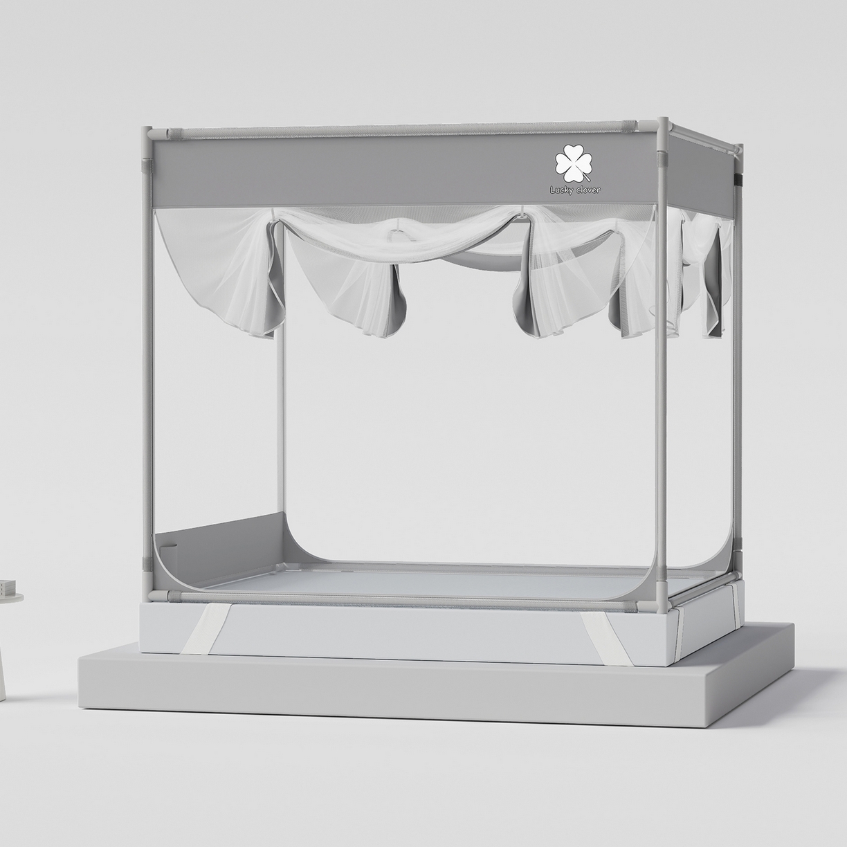 91家纺网 家纺一手货源 找家纺 初心家纺 2026新款坐床外穿杆全底防摔蚊帐 灰-幸运草