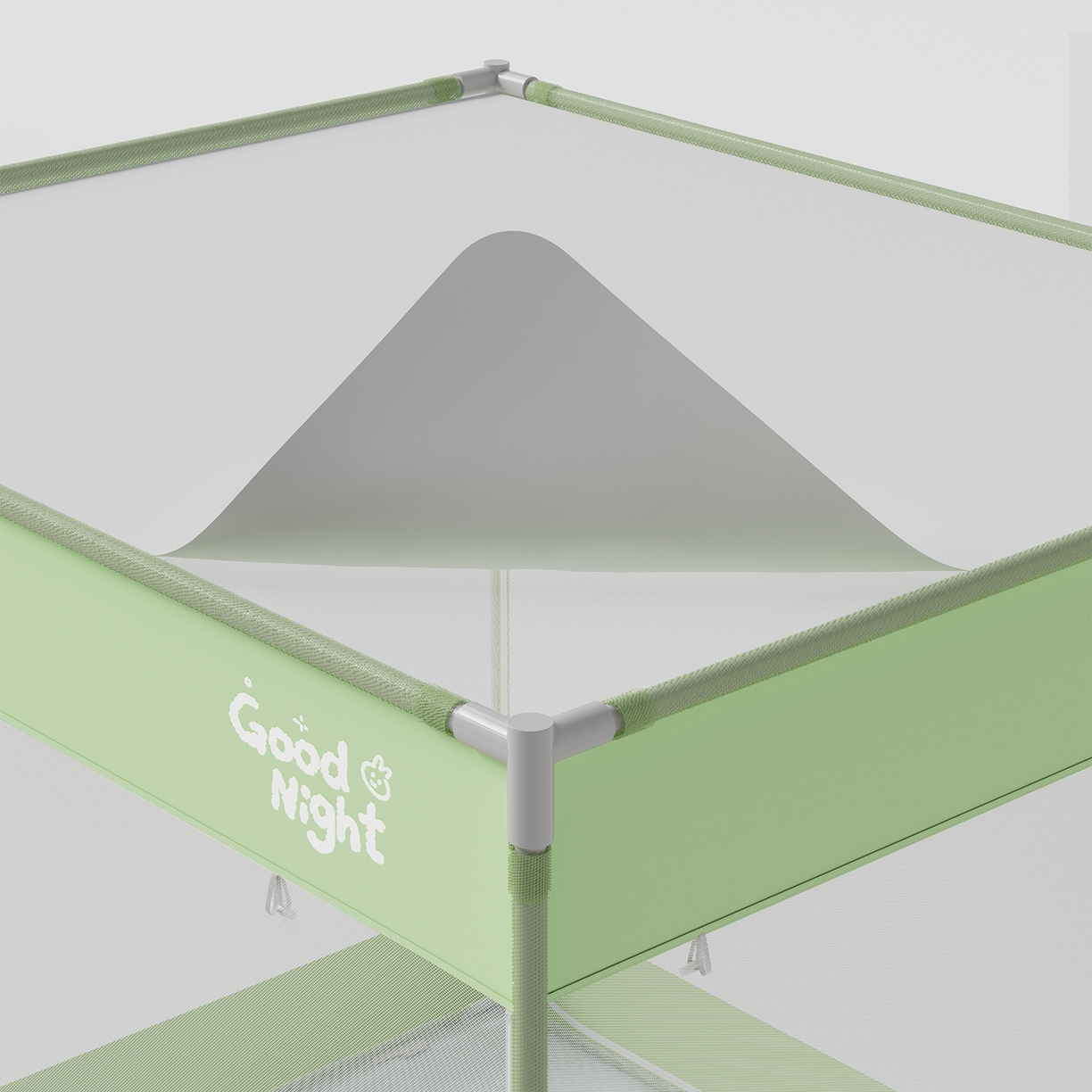 91家纺网 家纺一手货源 找家纺 初心家纺 2026新款坐床外穿杆全底防摔蚊帐 绿-字母