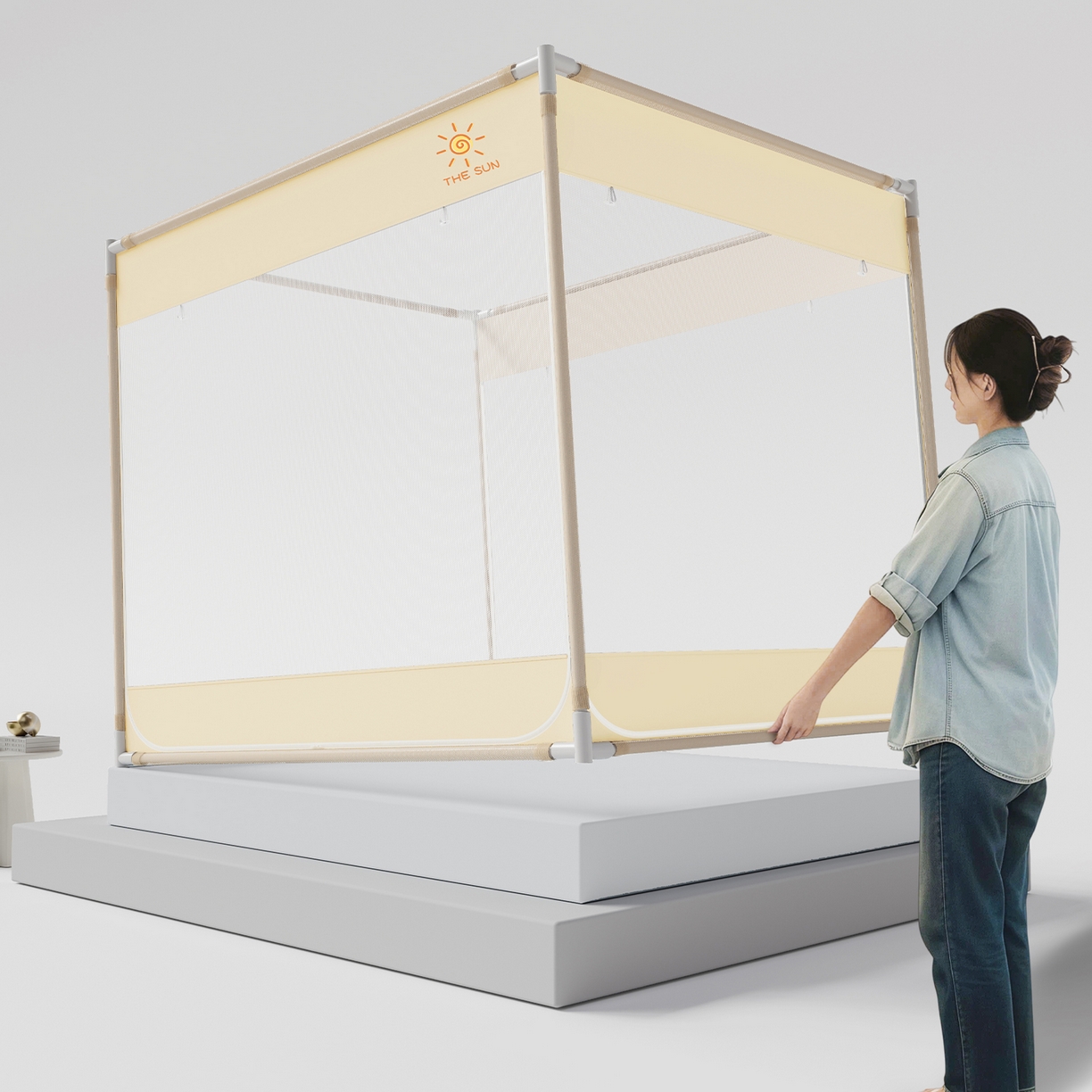 91家纺网 家纺一手货源 找家纺 初心家纺 2026新款坐床外穿杆全底防摔蚊帐 米-向阳