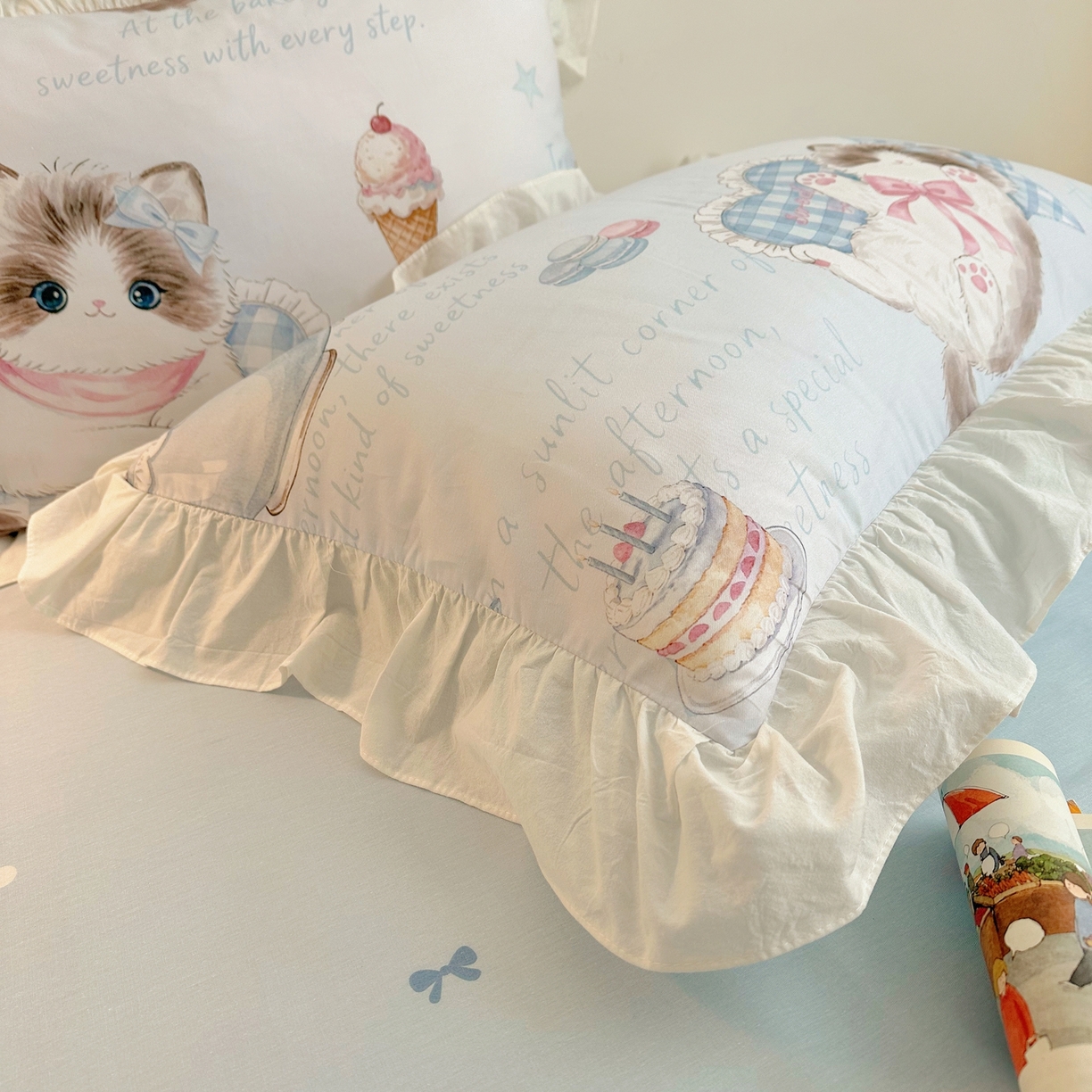 91家纺网 家纺一手货源 找家纺 （总）孩子王家纺 2026新款韩式INS减龄小红书花边款全棉纯棉卡通四件套