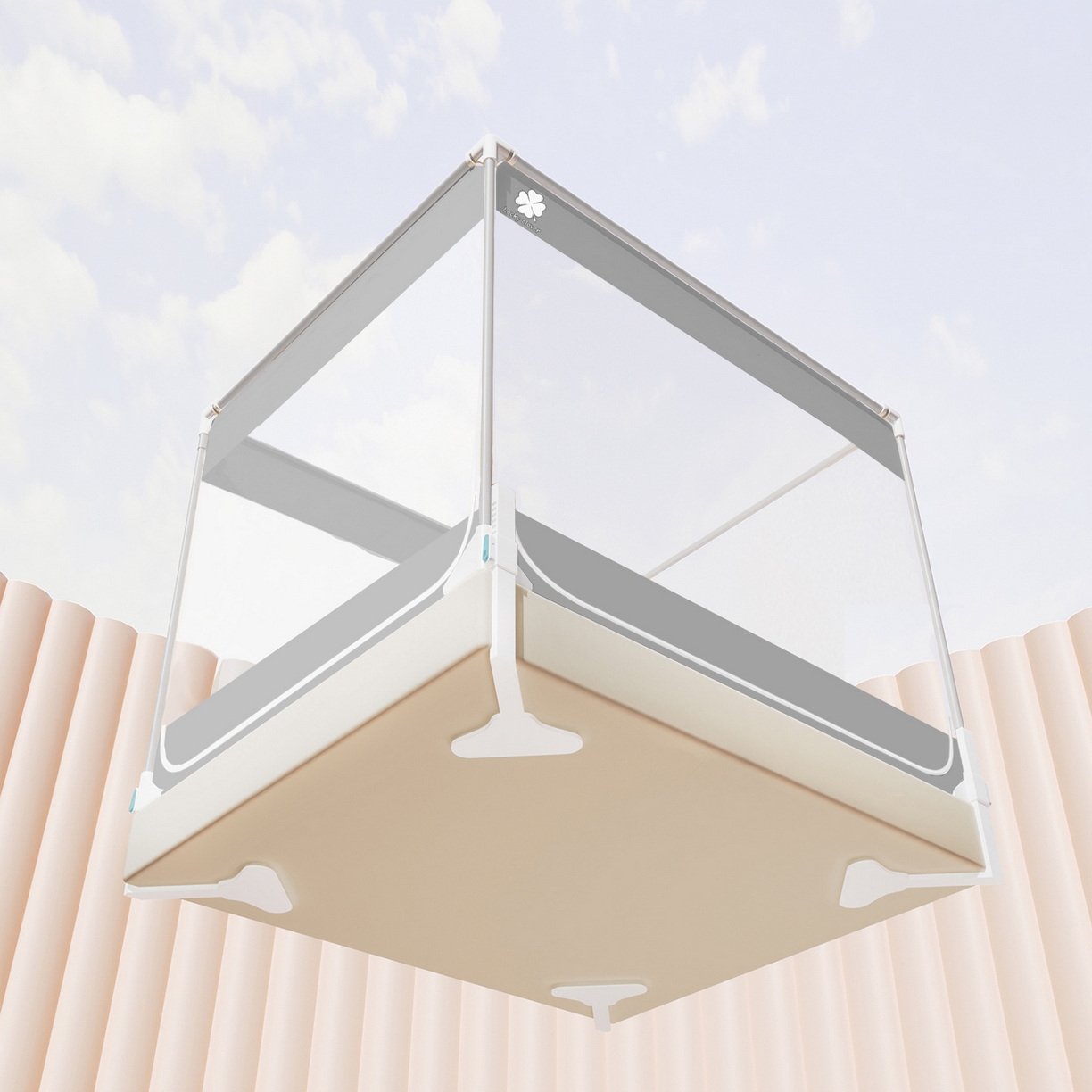 91家纺网 家纺一手货源 找家纺 初心家纺 2026新款坐床外穿杆全底防摔蚊帐 灰-字母