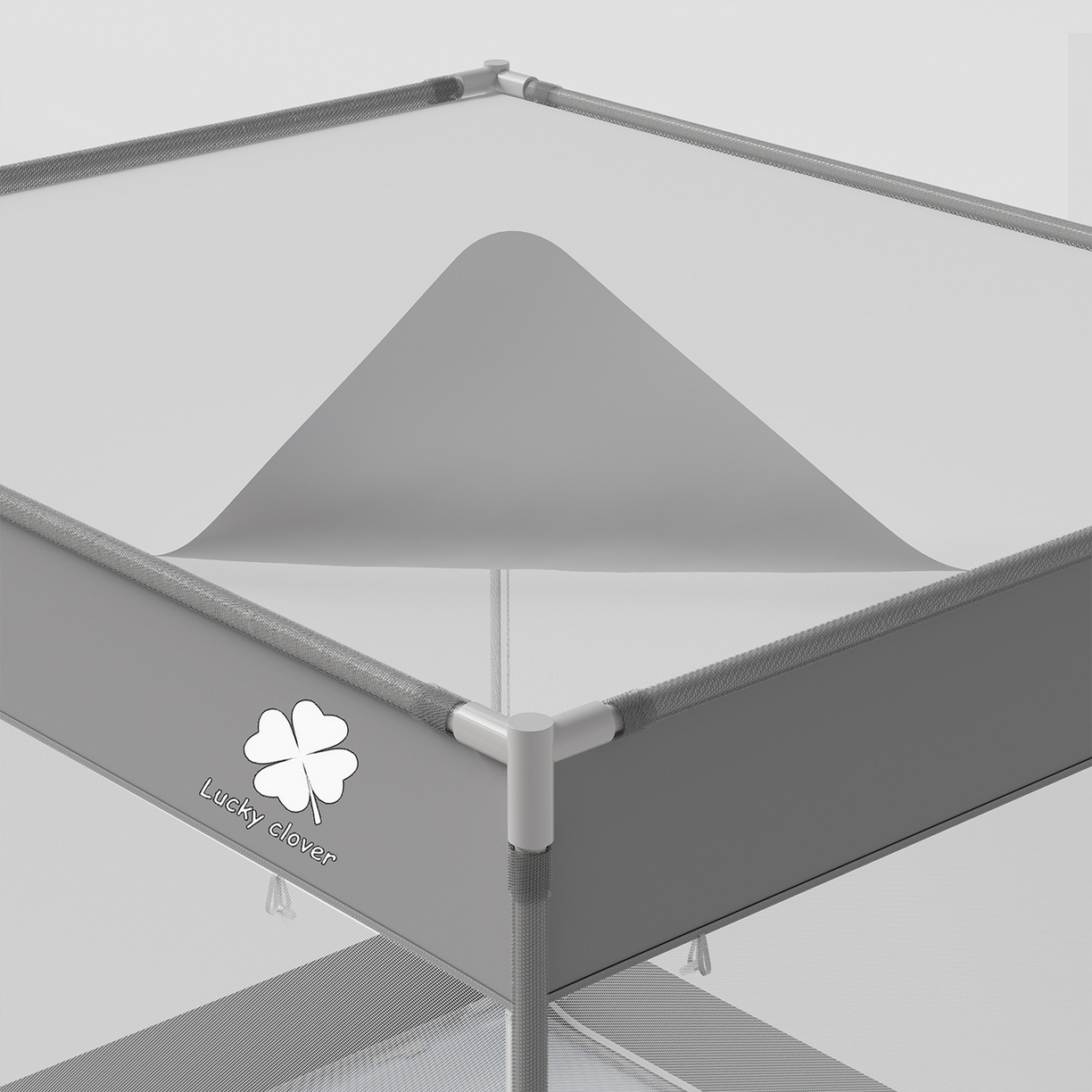 91家纺网 家纺一手货源 找家纺 初心家纺 2026新款坐床外穿杆全底防摔蚊帐 灰-幸运草