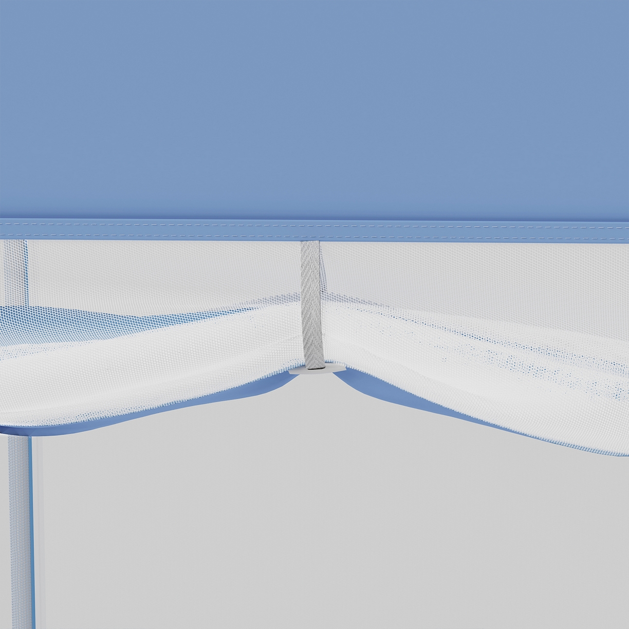 91家纺网 家纺一手货源 找家纺 初心家纺 2026新款坐床外穿杆全底防摔蚊帐 蓝-爱心小狗