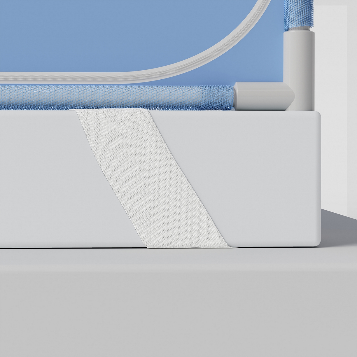 91家纺网 家纺一手货源 找家纺 初心家纺 2026新款坐床外穿杆全底防摔蚊帐 蓝-爱心小狗