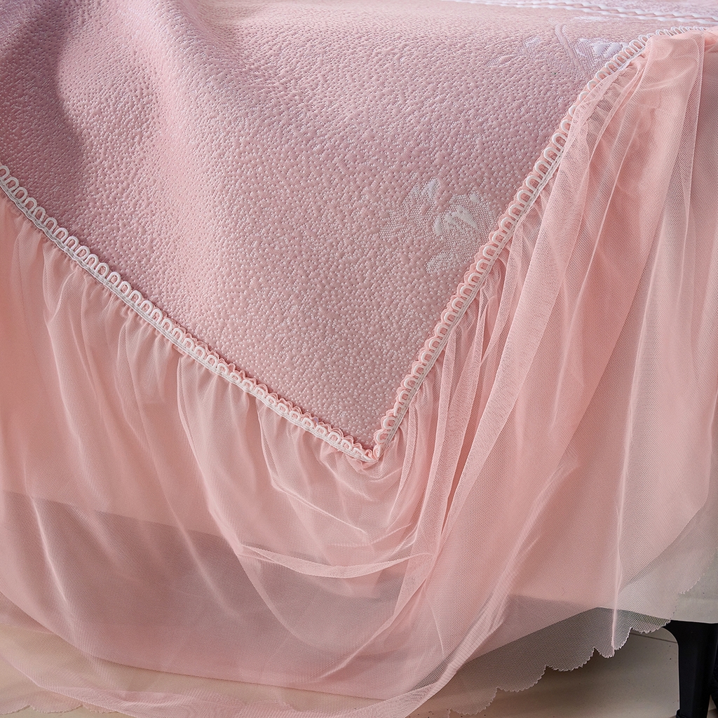 91家纺网 家纺一手货源 找家纺 （总）梵克保罗 2026新款A类凉感豆豆席床裙款凉席席子-花枝招展