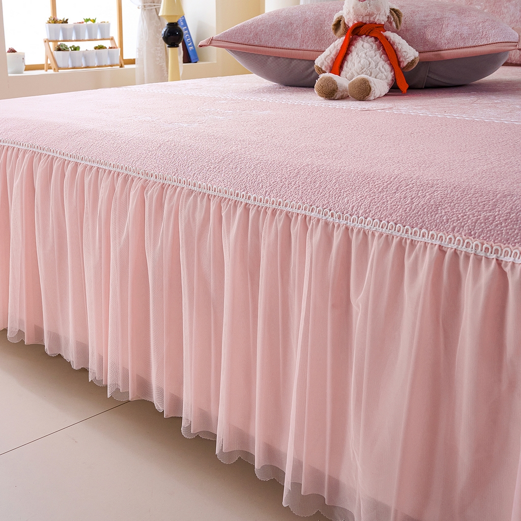 91家纺网 家纺一手货源 找家纺 （总）梵克保罗 2026新款A类凉感豆豆席床裙款凉席席子-花枝招展