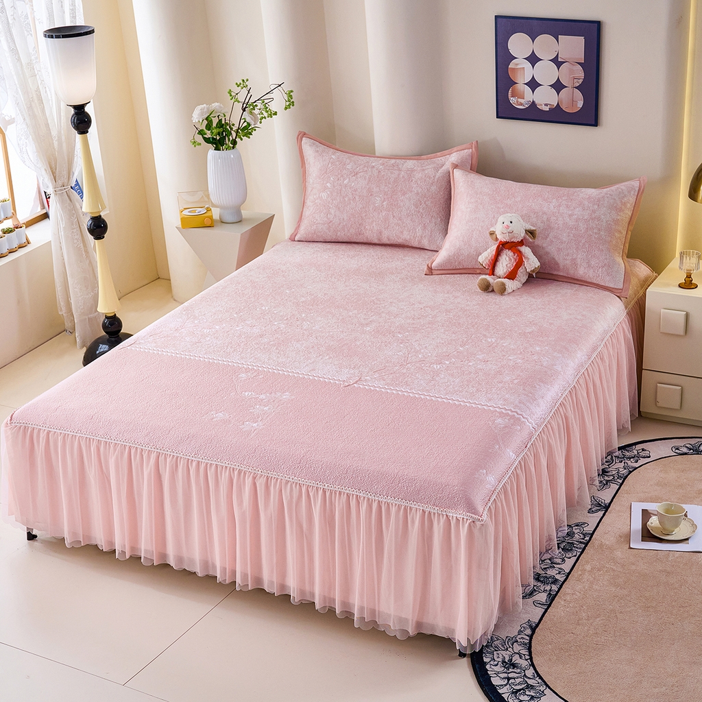 （总）梵克保罗 2026新款A类凉感豆豆席床裙款凉席席子-花枝招展