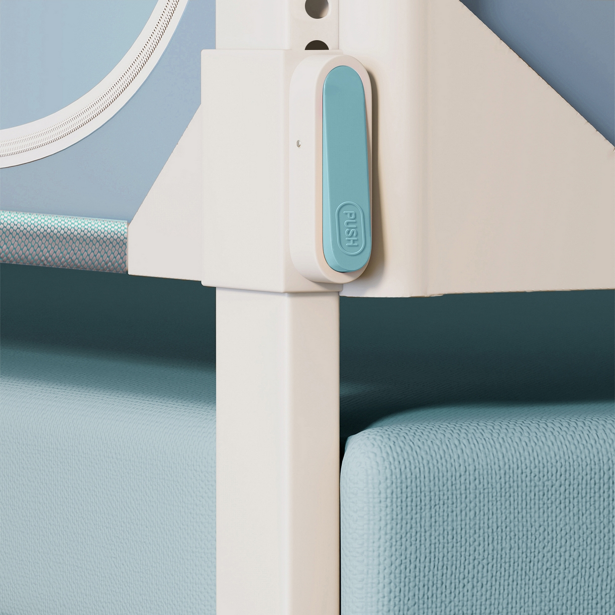 91家纺网 家纺一手货源 找家纺 初心家纺 2026新款坐床外穿杆全底防摔蚊帐 蓝-字母