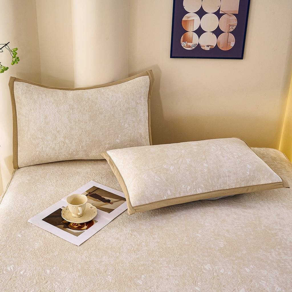 91家纺网 家纺一手货源 找家纺 梵克保罗 2026新款A类凉感豆豆席床裙款凉席席子-花枝招展 床裙款-花枝招展米色