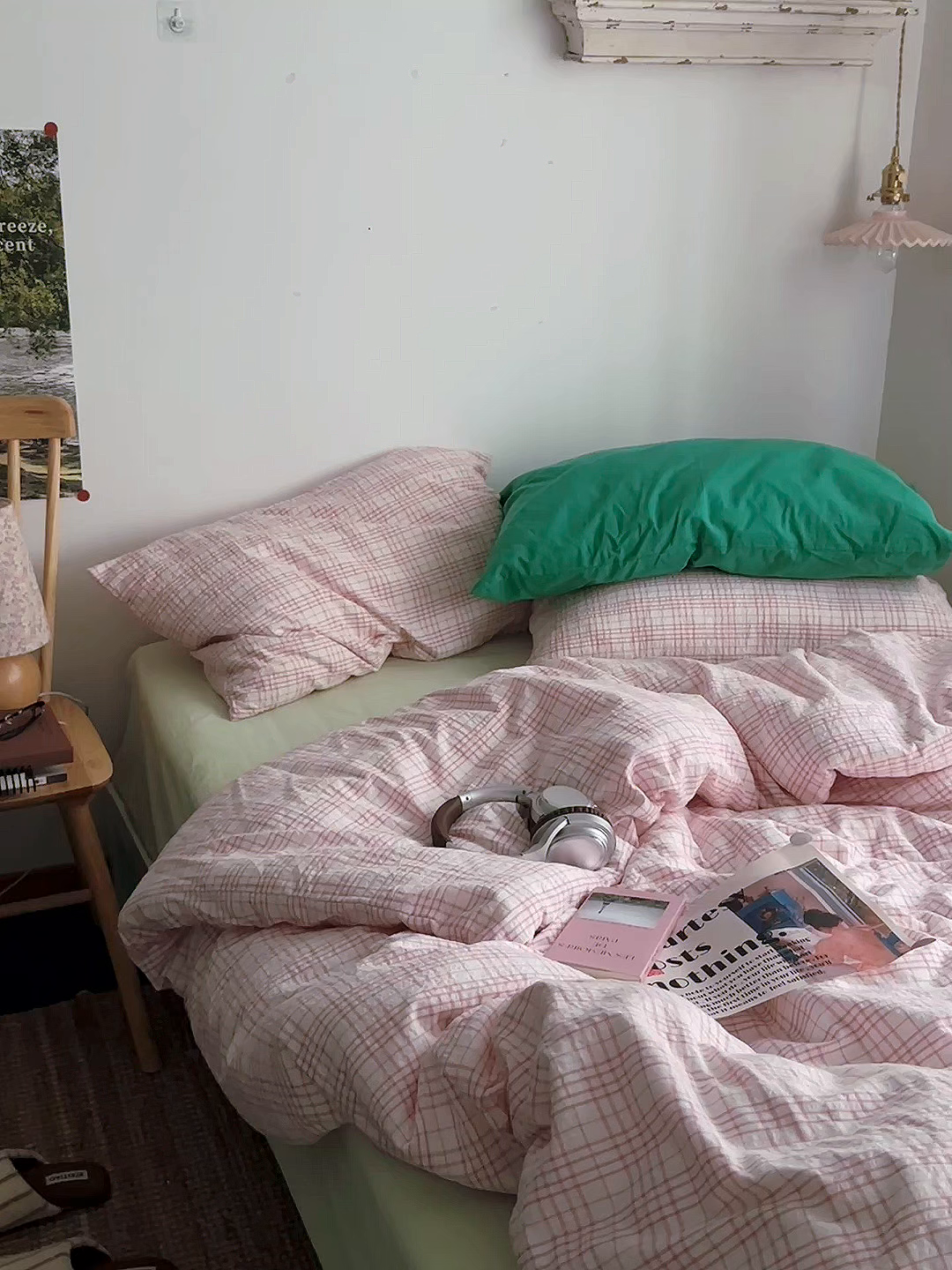 91家纺网 家纺一手货源 找家纺 （总）柚可家居 2026新款32支全棉纯棉色织水洗棉泡泡纱四件套-盐茶（送手提袋）