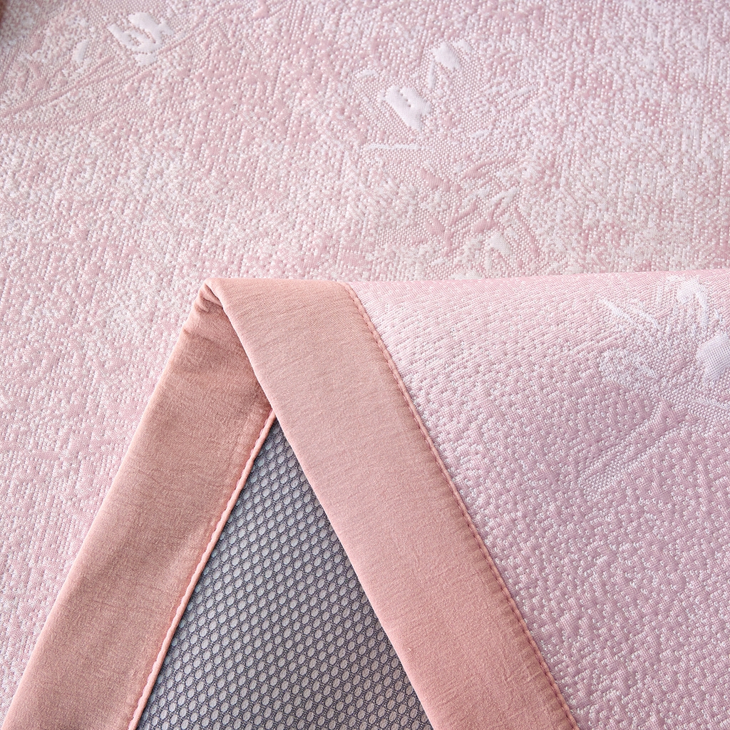 91家纺网 家纺一手货源 找家纺 梵克保罗 2026春夏新款A类3D凉感冰豆豆席刺绣席子凉席三件套-平铺款花枝招展 平铺款-花枝招展粉色