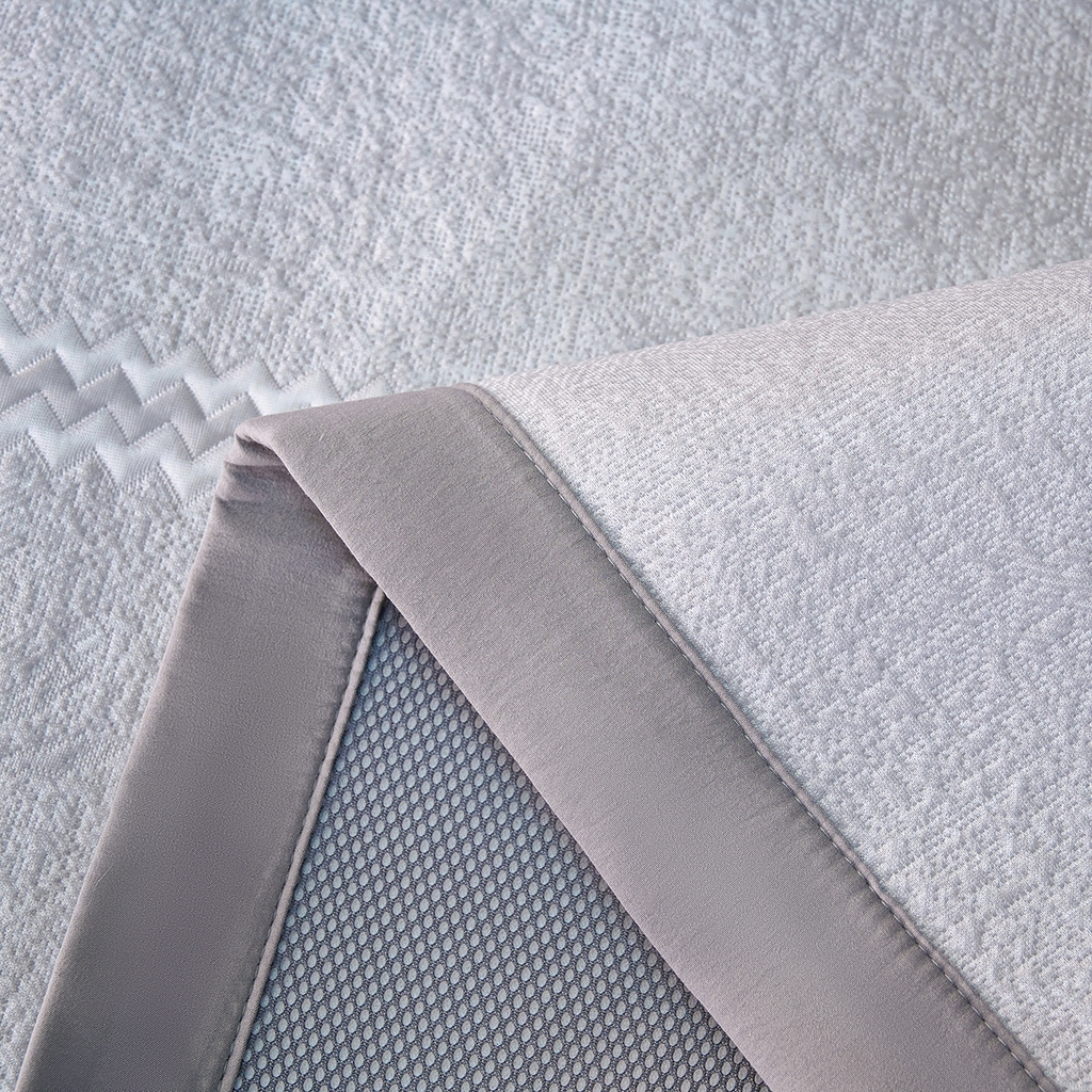 91家纺网 家纺一手货源 找家纺 梵克保罗 2026春夏新款A类3D凉感冰豆豆席刺绣席子凉席三件套-平铺款花枝招展 平铺款-花枝招展灰色