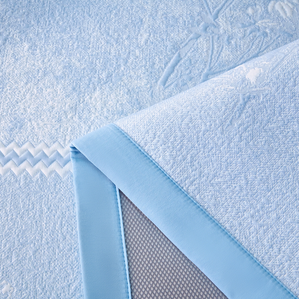 91家纺网 家纺一手货源 找家纺 （总）梵克保罗 2026春夏新款A类3D凉感冰豆豆席刺绣席子凉席三件套-平铺款花枝招展