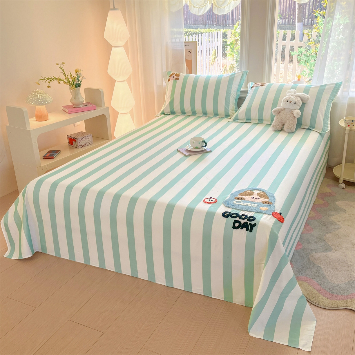 91家纺网 家纺一手货源 找家纺 笙意家纺 2026新款50S全棉纯棉毛巾绣单品床单床单单件 海盐萌宠