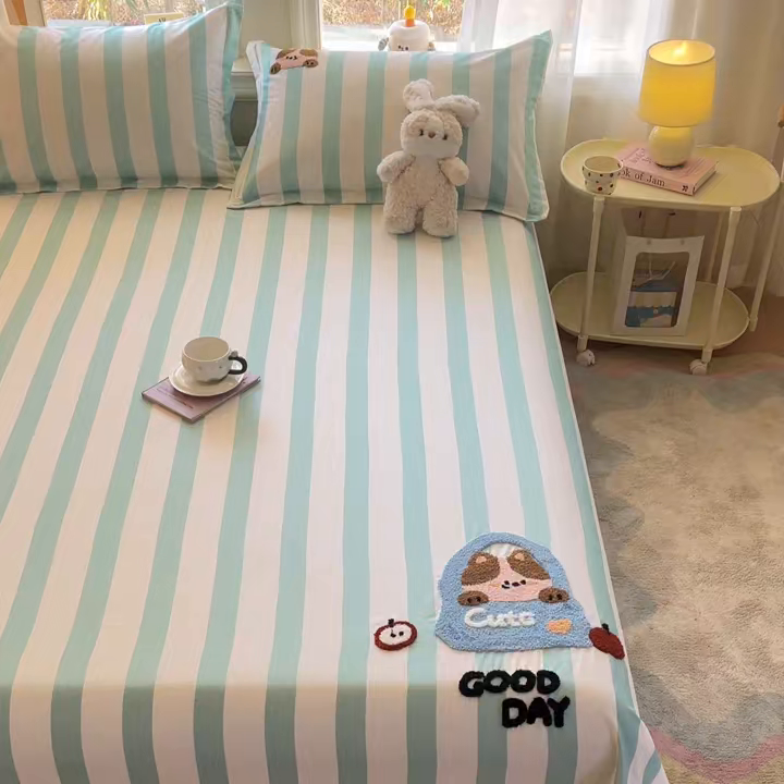 91家纺网 家纺一手货源 找家纺 笙意家纺 2026新款50S全棉纯棉毛巾绣单品床单床单单件 海盐萌宠