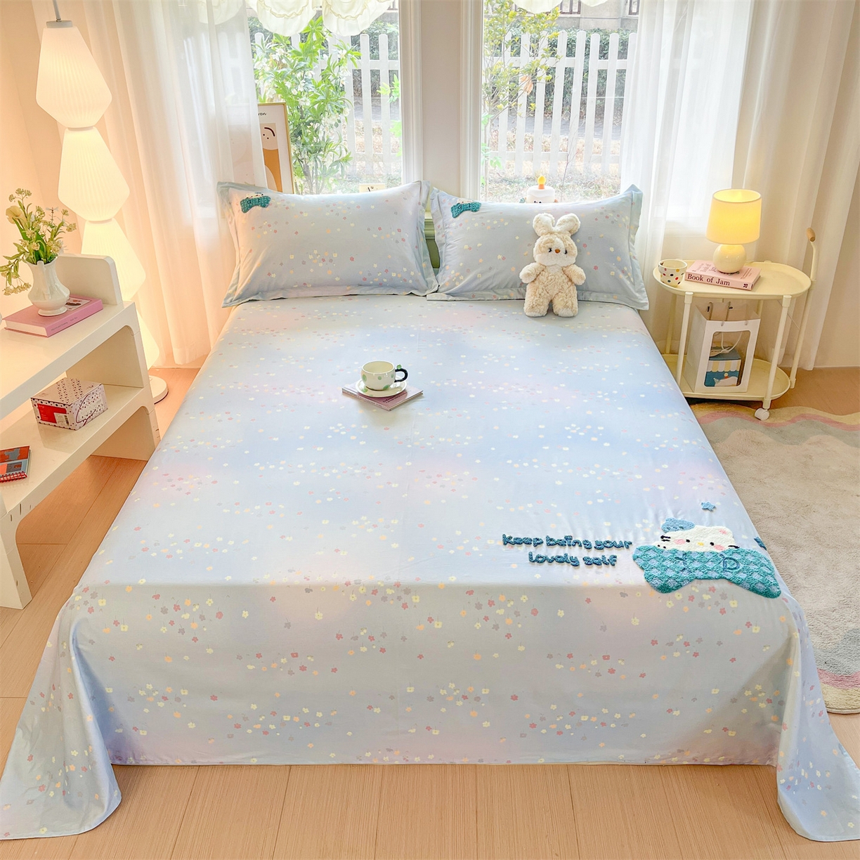 笙意家纺 2026新款50S全棉纯棉毛巾绣单品床单床单单件 甜心kt