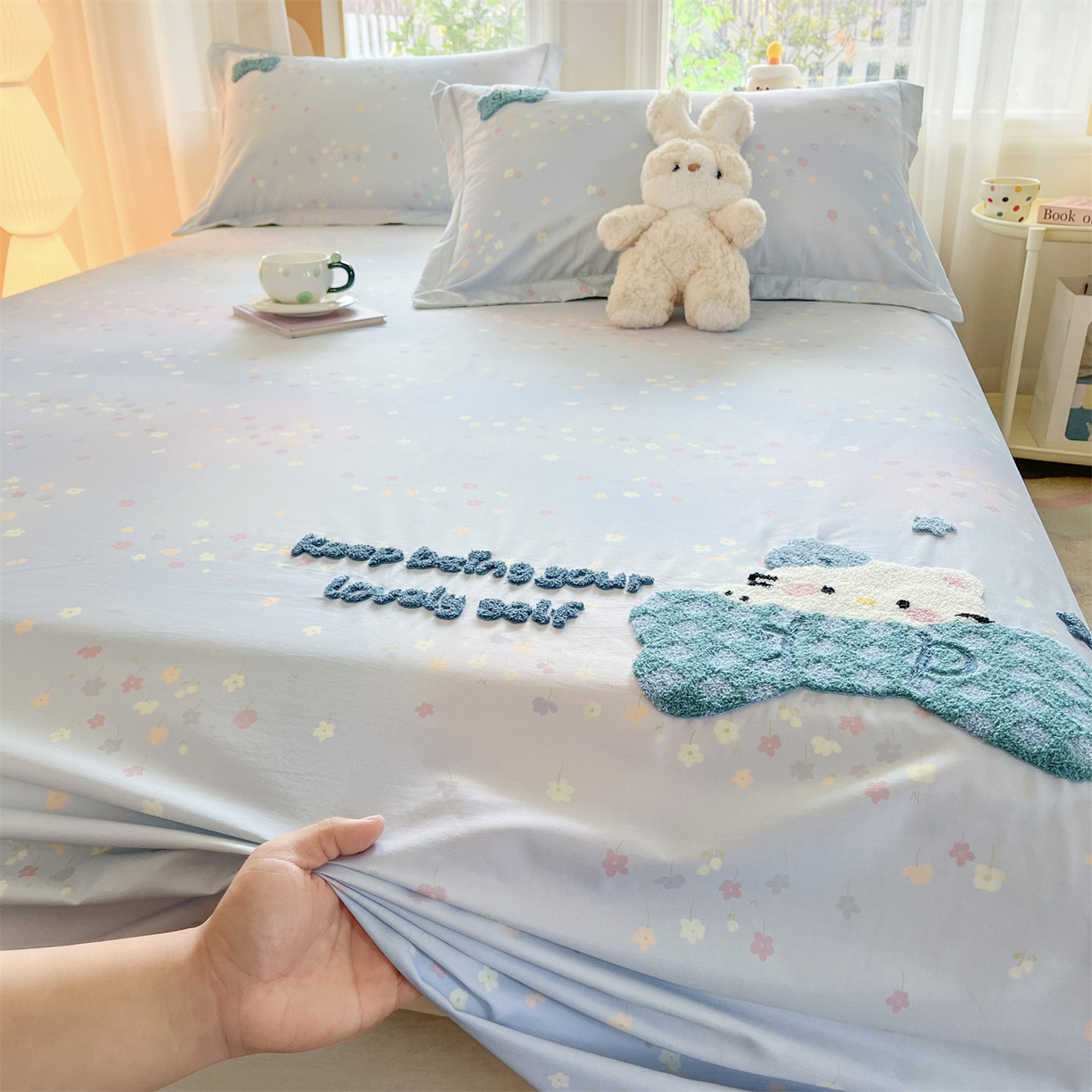 91家纺网 家纺一手货源 找家纺 笙意家纺 2026新款50S全棉纯棉毛巾绣单品床单床单单件 甜心kt