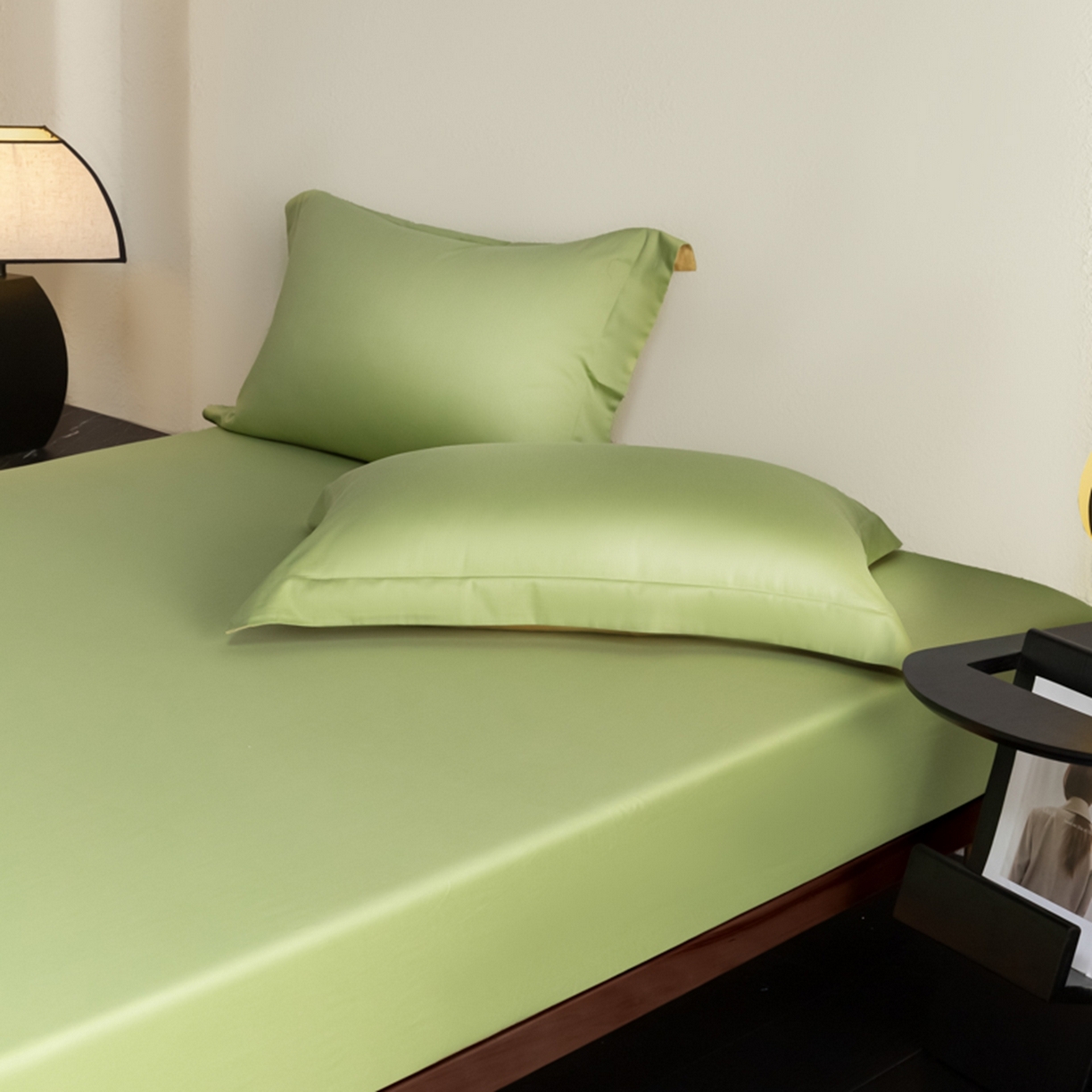 91家纺网 家纺一手货源 找家纺 秀色家纺 2026新款高端Pro+全棉纯棉床笠三件套纯棉床垫保护套简约纯色床套防尘罩单件 梦易-艾绿