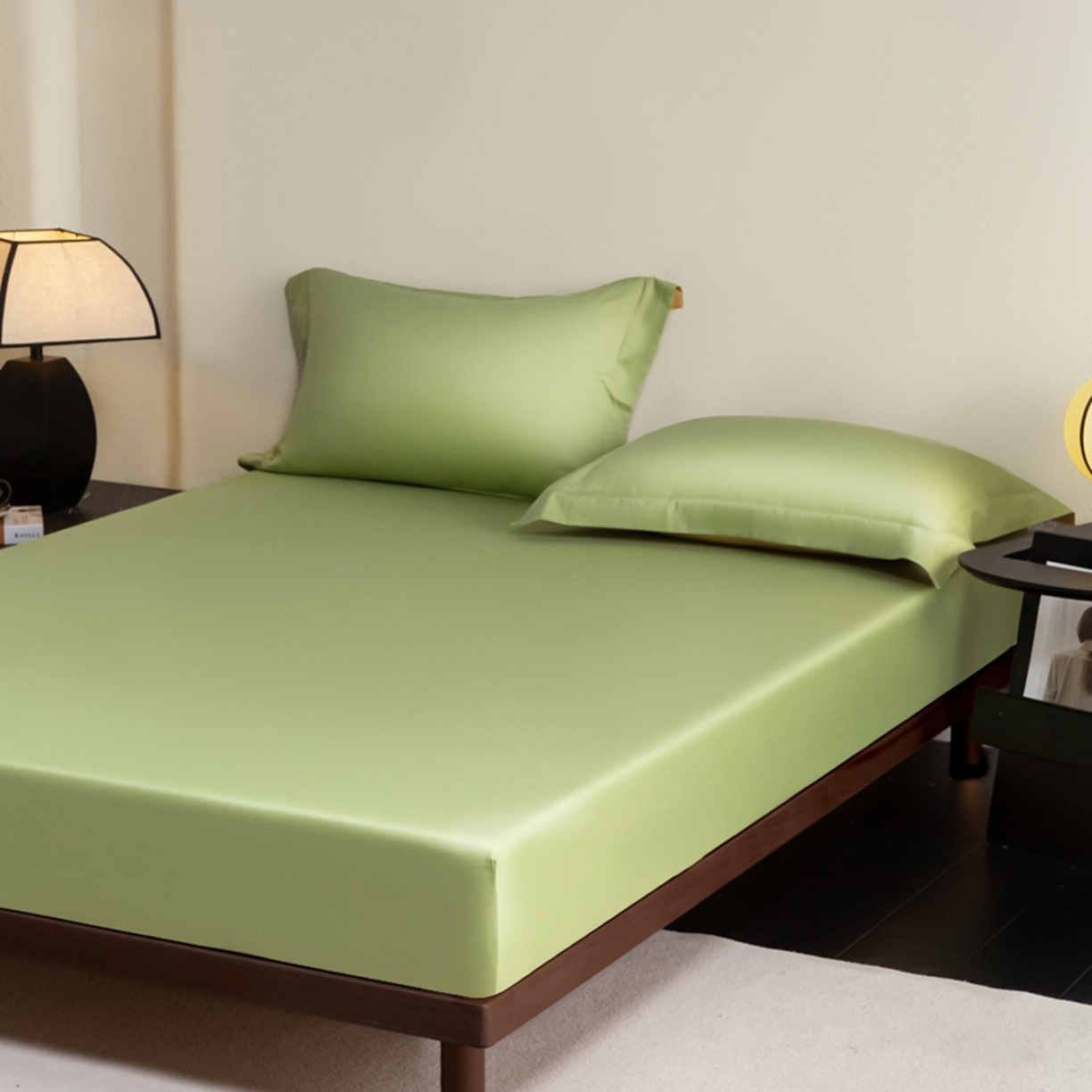 91家纺网 家纺一手货源 找家纺 秀色家纺 2026新款高端Pro+全棉纯棉床笠三件套纯棉床垫保护套简约纯色床套防尘罩单件 梦易-艾绿