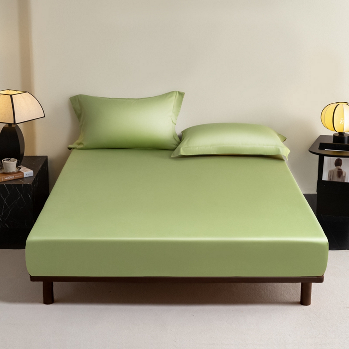 91家纺网 家纺一手货源 找家纺 秀色家纺 2026新款高端Pro+全棉纯棉床笠三件套纯棉床垫保护套简约纯色床套防尘罩单件 梦易-艾绿