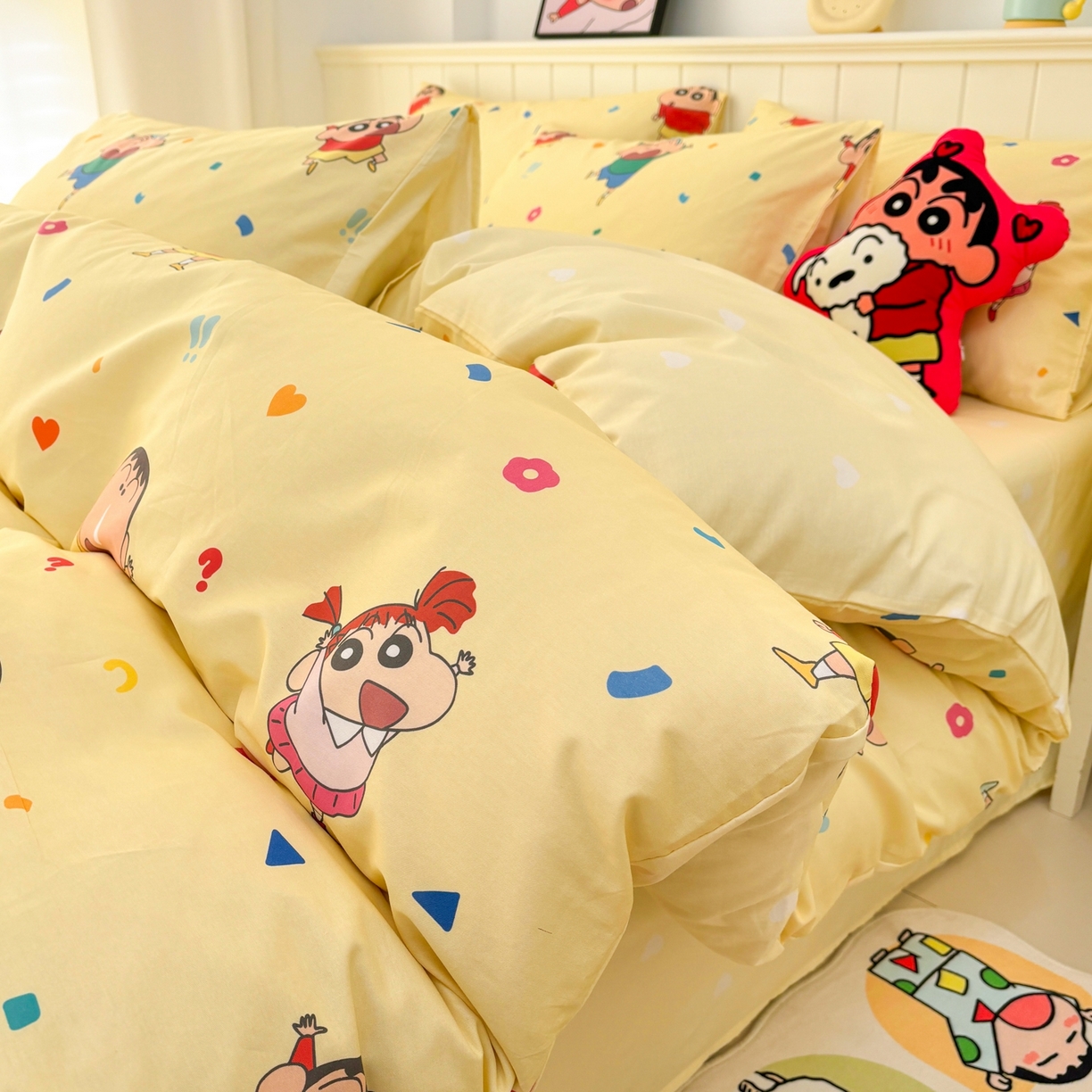 91家纺网 家纺一手货源 找家纺 （总）孩子王家纺 2026新款卡通全棉纯棉正版授权小版蜡笔小新系列四件套-含防伪码