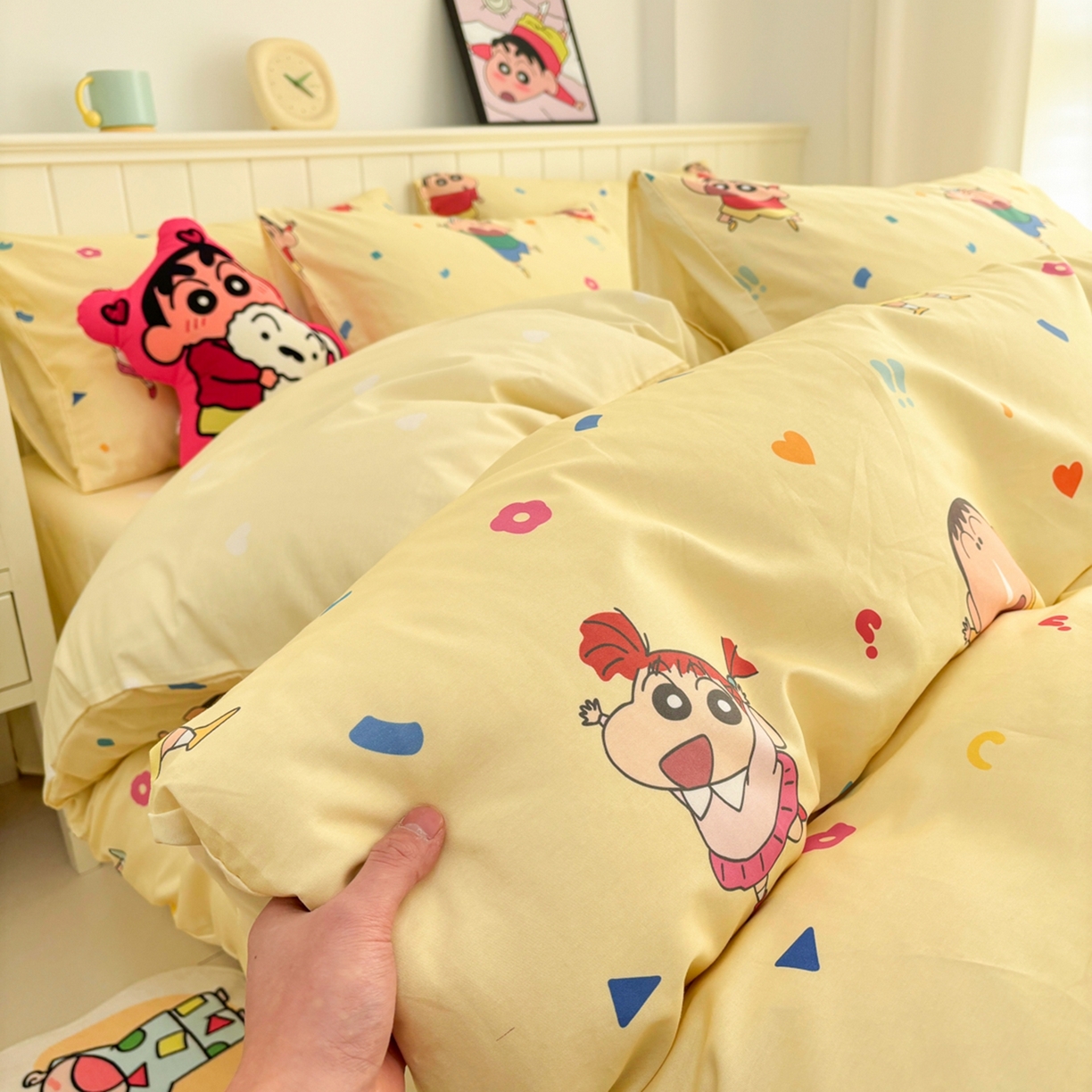 91家纺网 家纺一手货源 找家纺 （总）孩子王家纺 2026新款卡通全棉纯棉正版授权小版蜡笔小新系列四件套-含防伪码