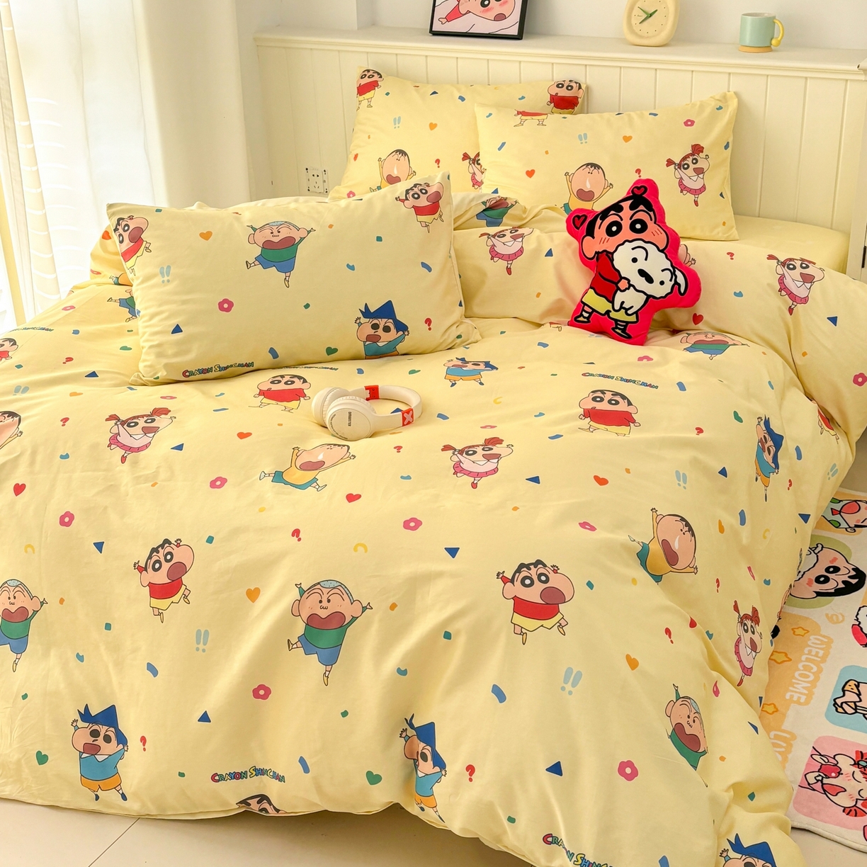 91家纺网 家纺一手货源 找家纺 （总）孩子王家纺 2026新款卡通全棉纯棉正版授权小版蜡笔小新系列四件套-含防伪码