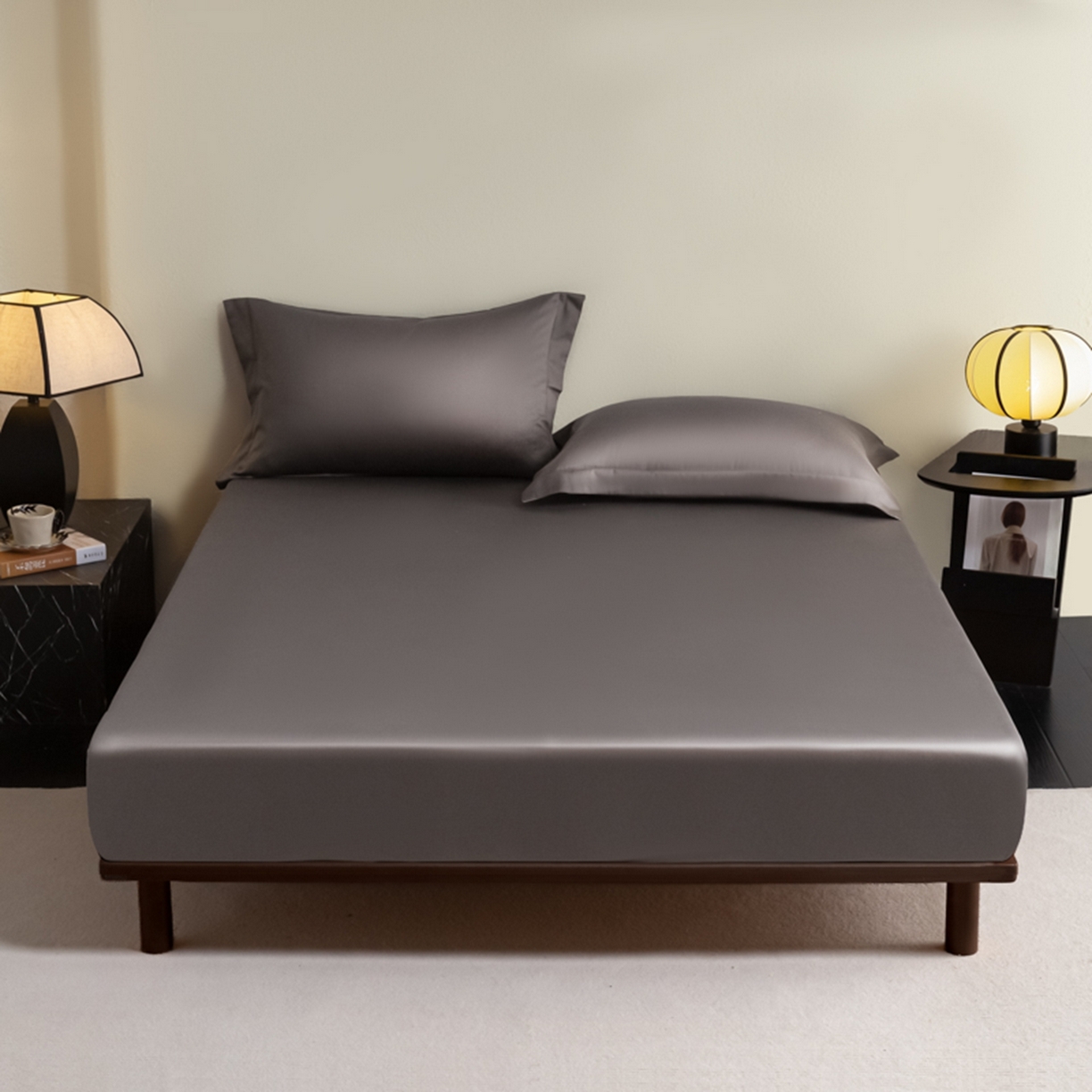 91家纺网 家纺一手货源 找家纺 秀色家纺 2026新款高端Pro+全棉纯棉床笠三件套纯棉床垫保护套简约纯色床套防尘罩单件 梦易-帝王灰