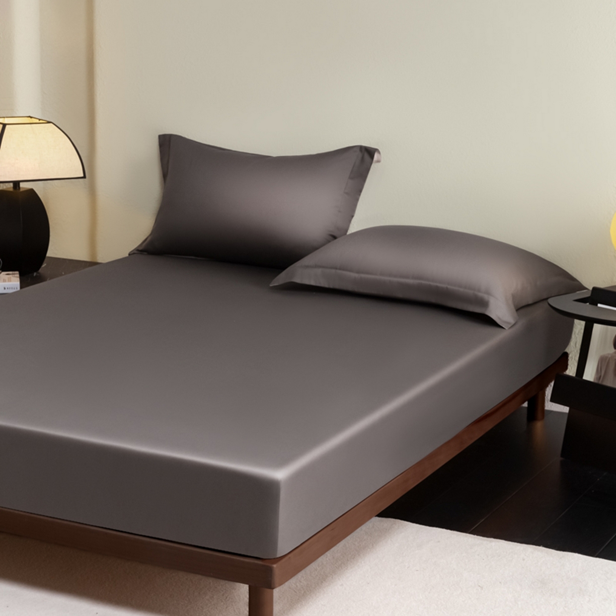 91家纺网 家纺一手货源 找家纺 秀色家纺 2026新款高端Pro+全棉纯棉床笠三件套纯棉床垫保护套简约纯色床套防尘罩单件 梦易-帝王灰