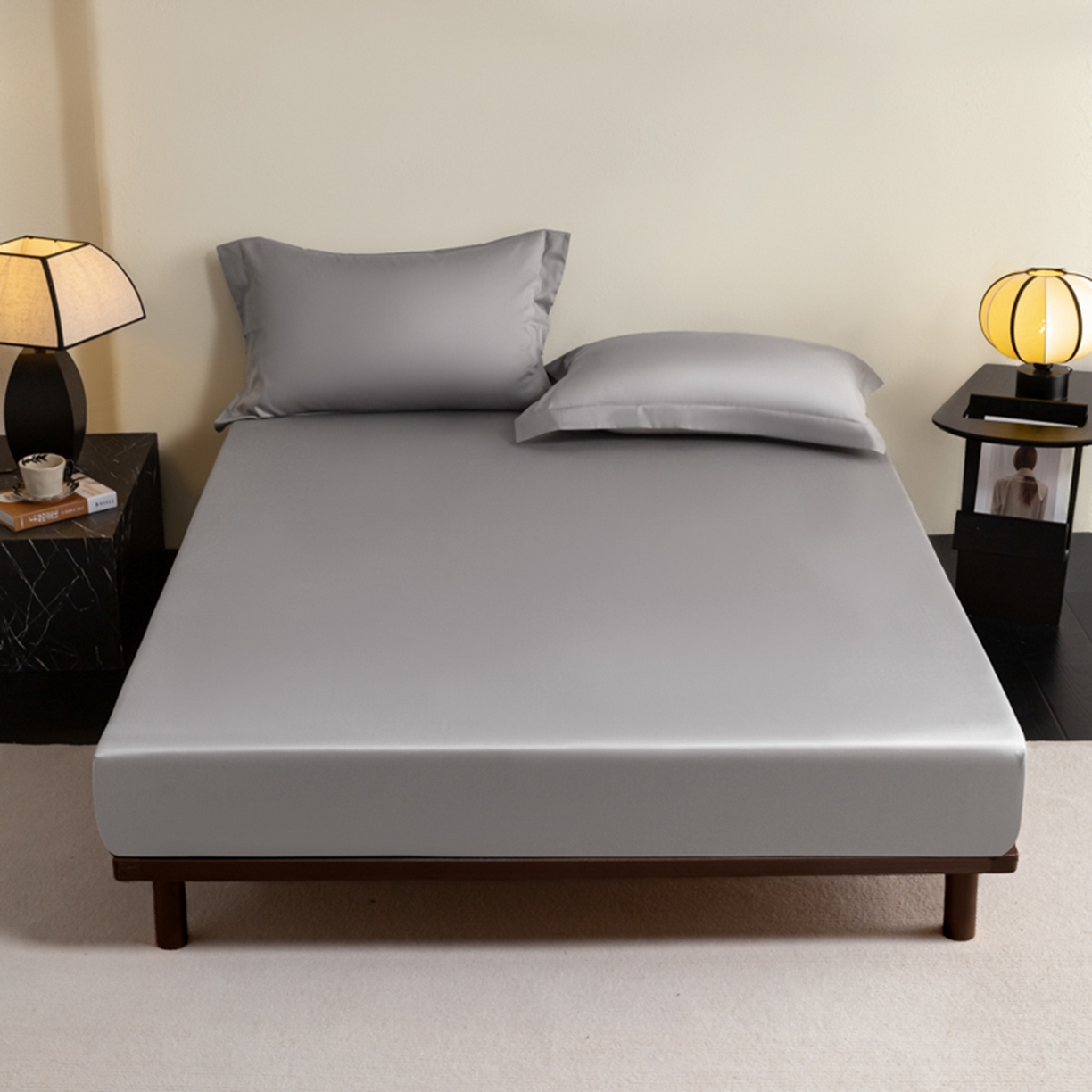 91家纺网 家纺一手货源 找家纺 秀色家纺 2026新款高端Pro+全棉纯棉床笠三件套纯棉床垫保护套简约纯色床套防尘罩单件 梦易-典雅灰