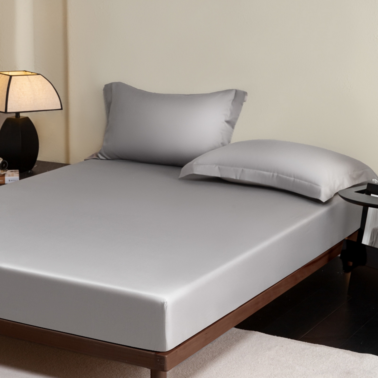 91家纺网 家纺一手货源 找家纺 秀色家纺 2026新款高端Pro+全棉纯棉床笠三件套纯棉床垫保护套简约纯色床套防尘罩单件 梦易-典雅灰